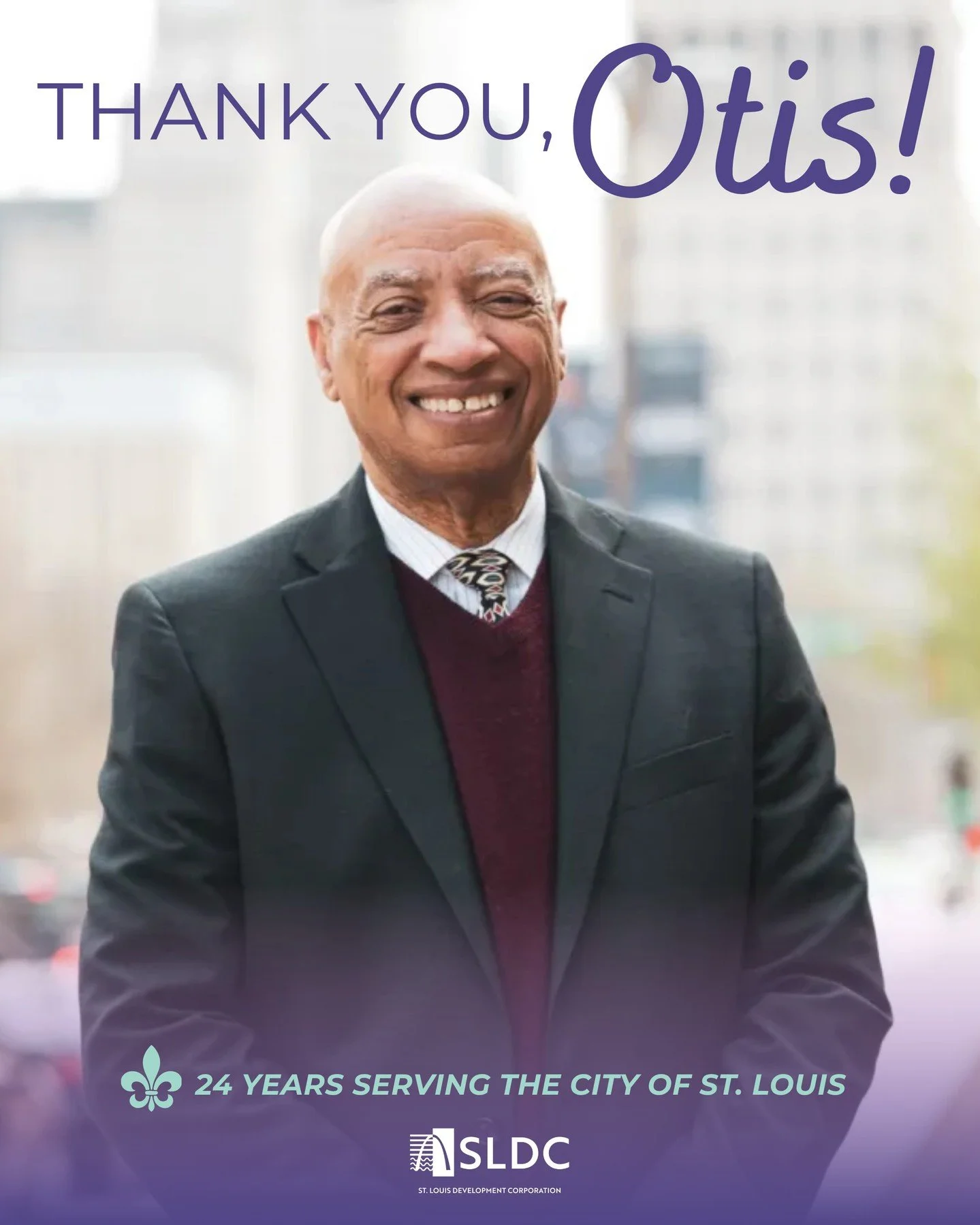 Celebrating 24 years of impact. 💜

Thanks to SLDC's outgoing President and CEO Otis Williams for more than two decades of leadership, dedication and service to the St. Louis community. Your legacy will continue to shape the city for years to come.

