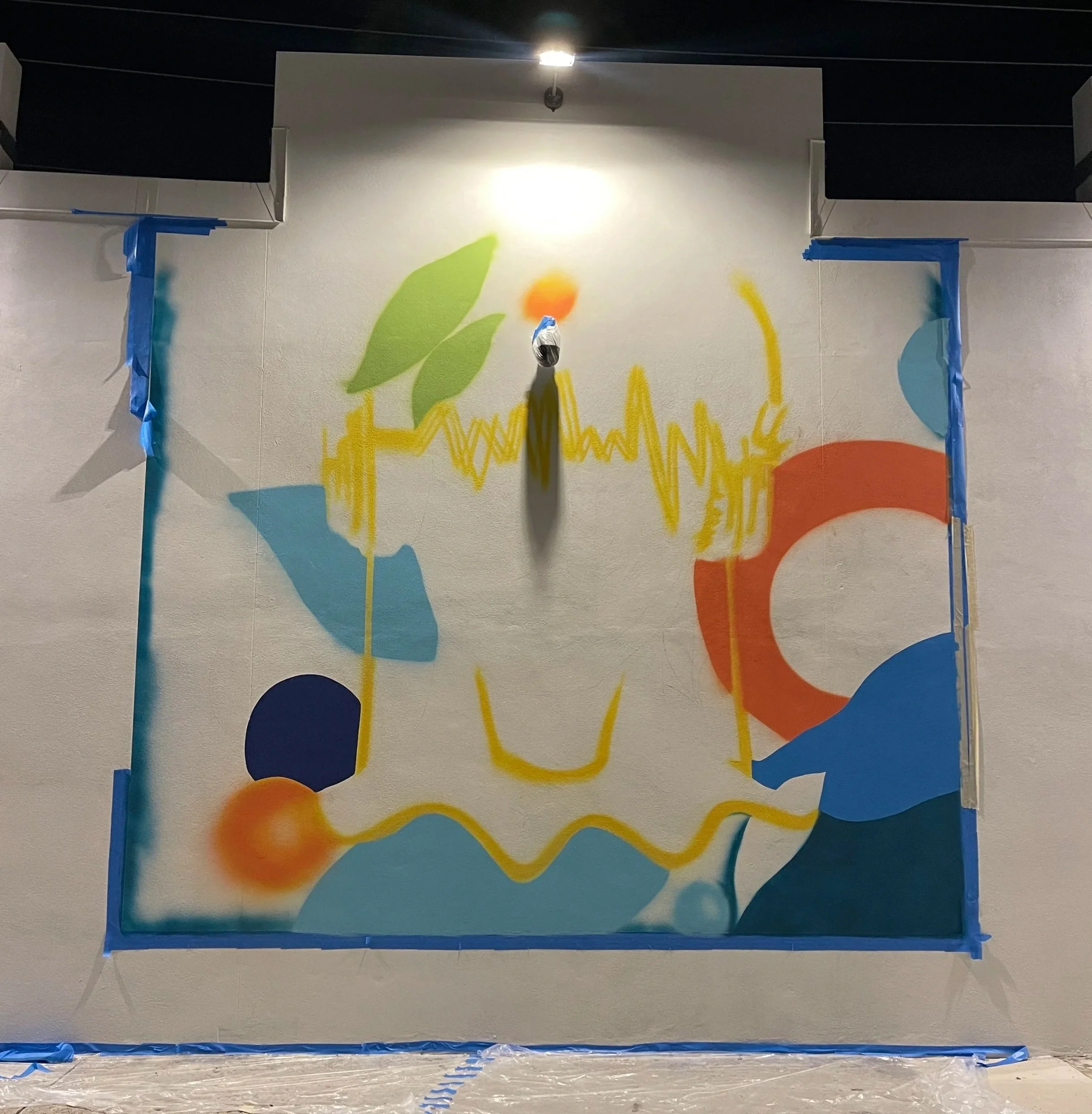 Work in progress on the Modern Harmony music mural in Fort Lauderdale