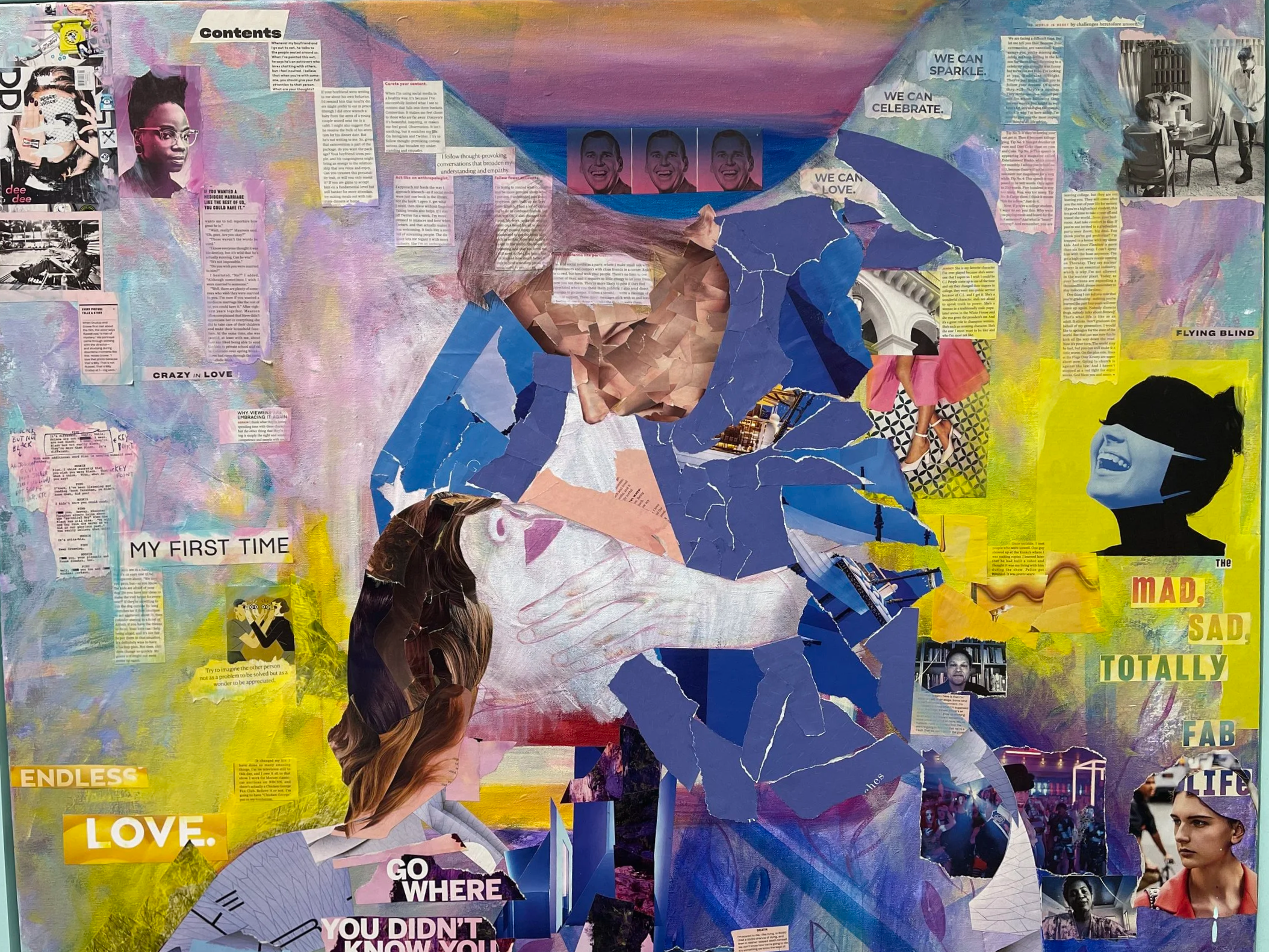 Social Media.
Medium:
Acrylic paint, magazines, pallet knife, canvas.

Dimensions:
3’ x 4" x 2"

Artwork for Sale:
No

Price:
N/A

Year Completed:
2023

Primary Discipline:
Painting