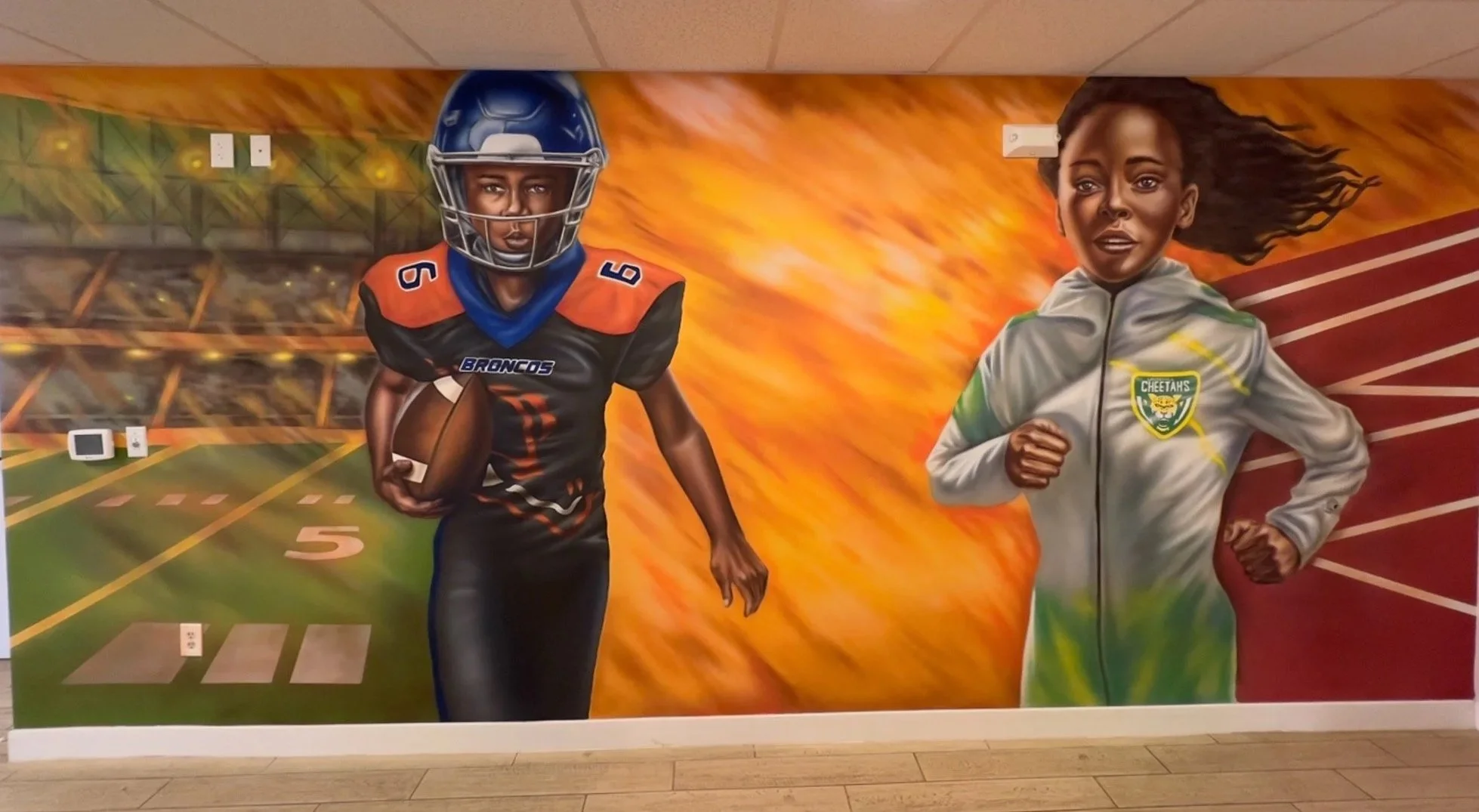 "Leading the Way."

Medium:
acrylic paint, airbrush.

Artwork for Sale:
No

Price:
N/A

Year Completed:
2023

Primary Discipline:
Mural

Art in Public Places:
Yes

Location:
West Ken Lark Park

Public Art Program:
Resource Center