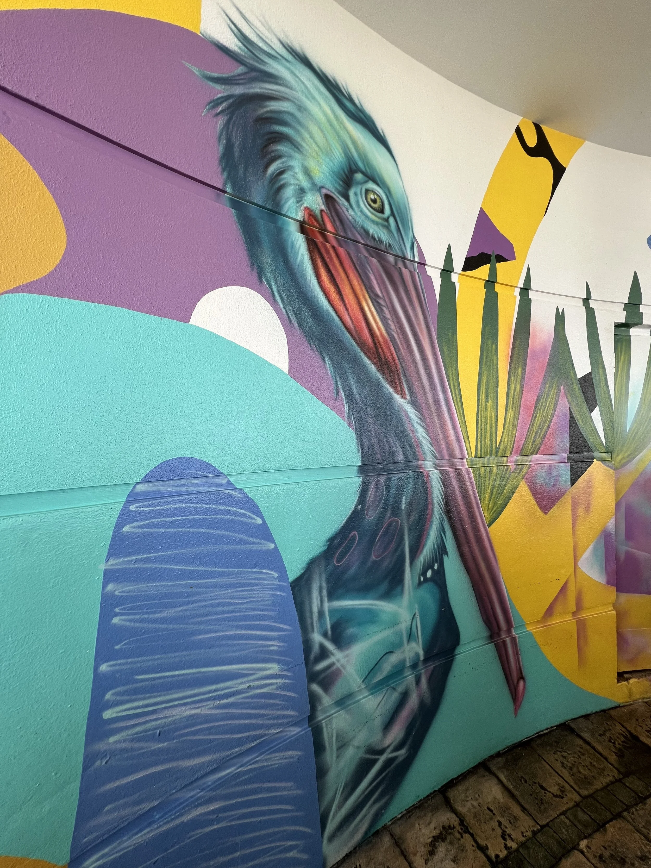 Blue heron detail from the Locals Only mural created for The Diplomat Hotel in Florida.