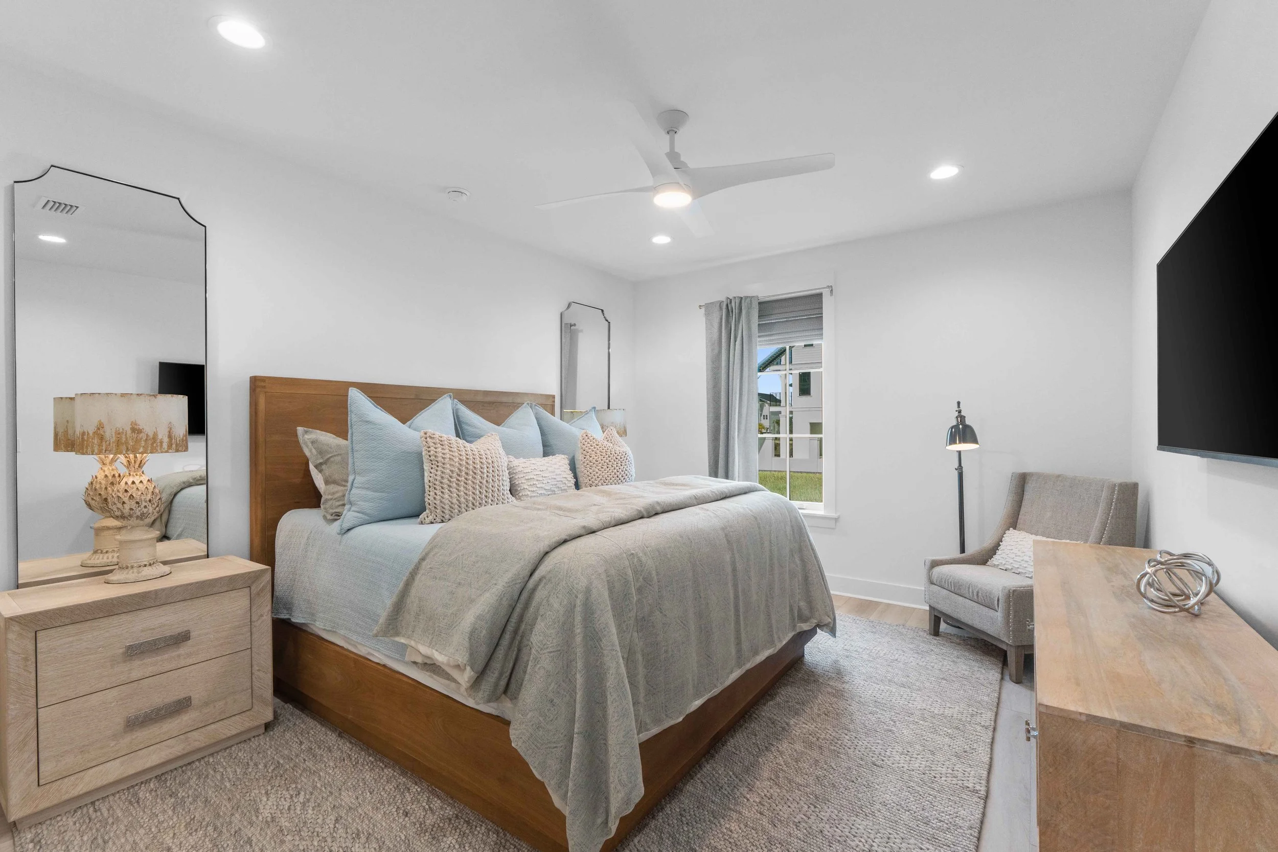 Bedroom photography of a luxury vacation rental in Mexico Beach, Florida 