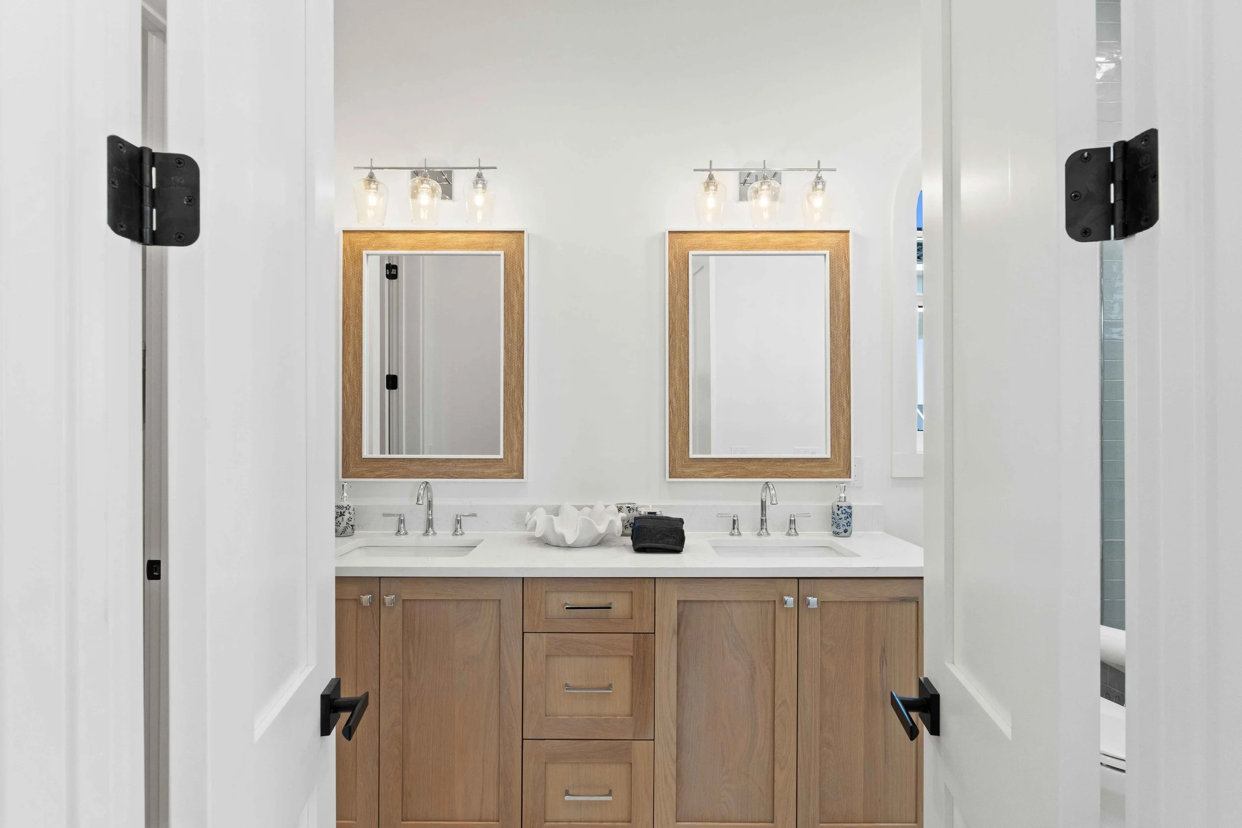 Bathroom doorway photo of a modern Mexico Beach, Florida rental property 