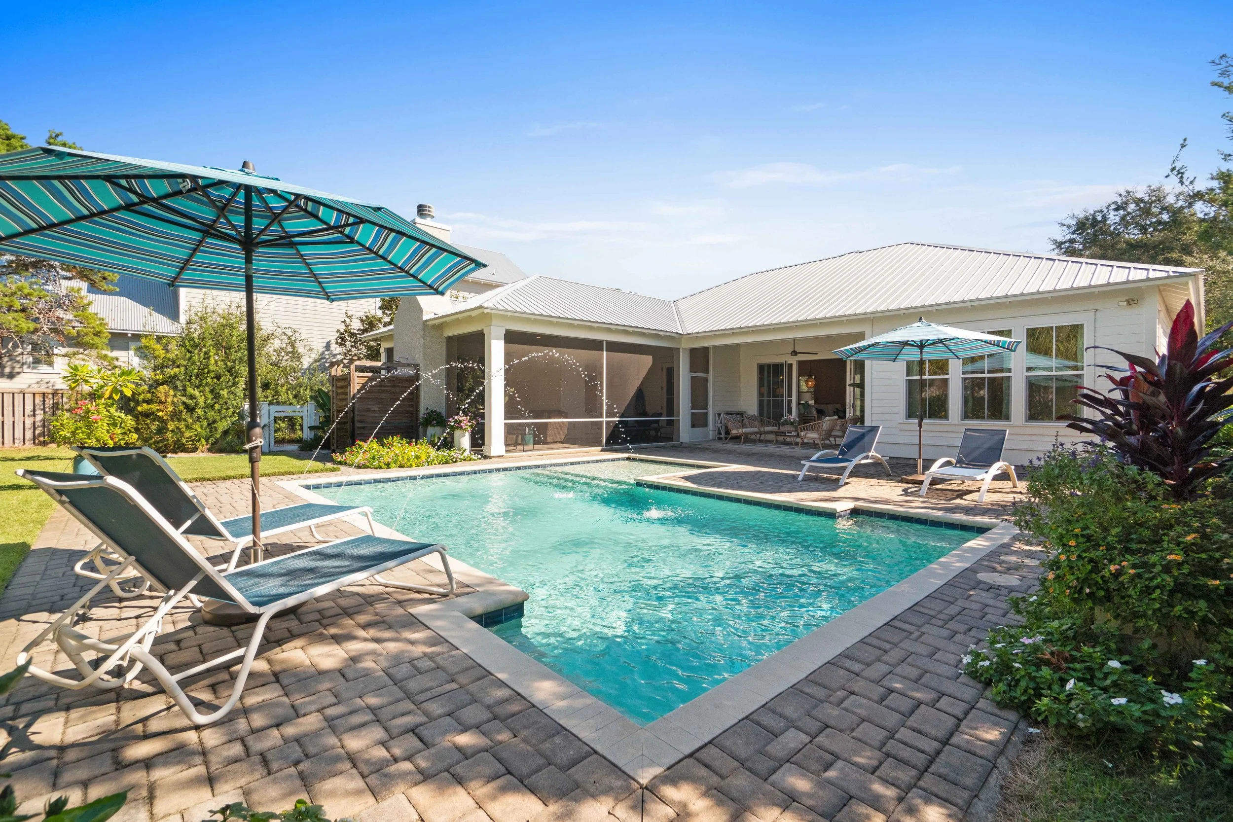 Backyard photography of a high-end 30A real estate listing. 