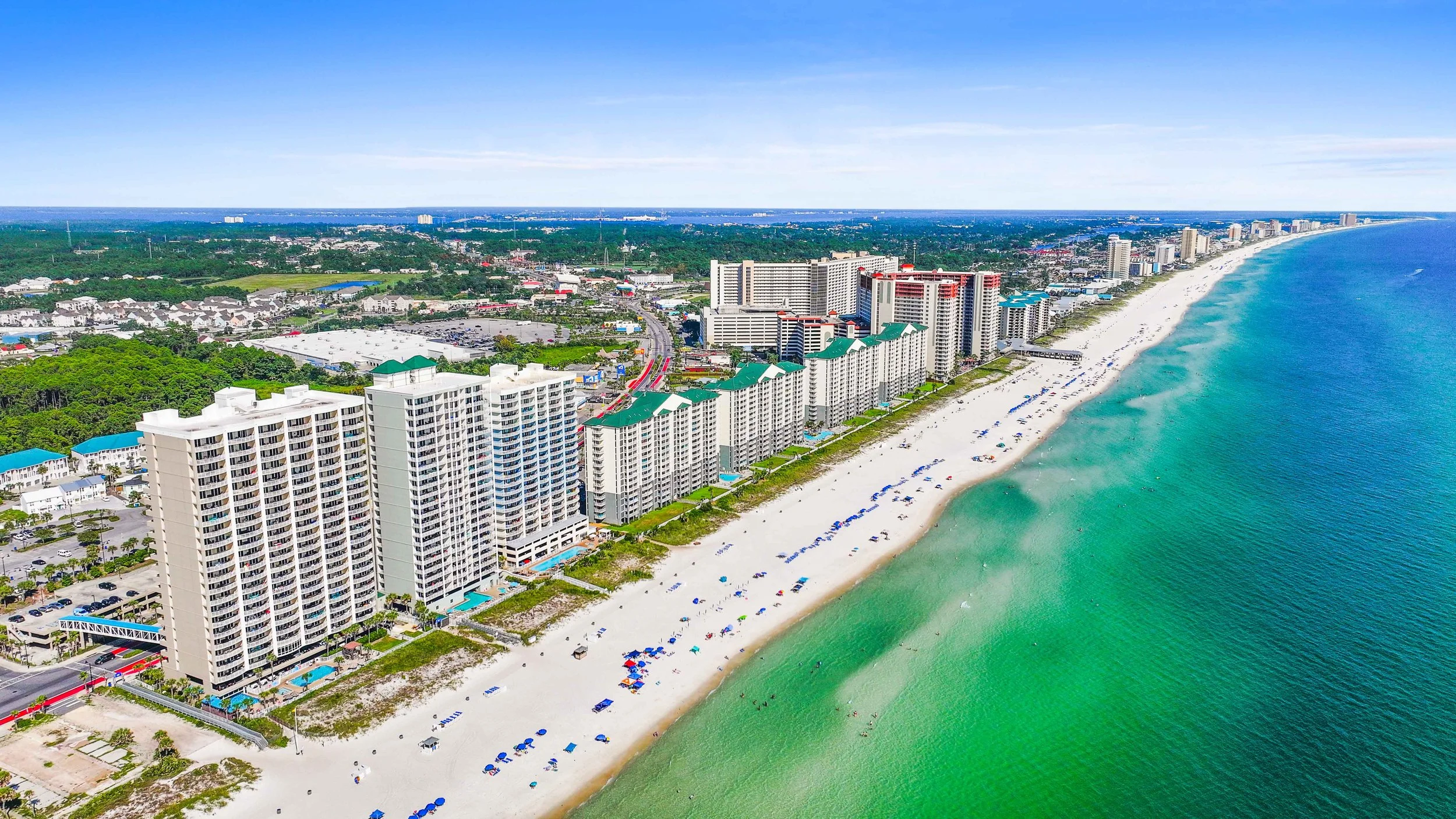 Drone photography showing condos in Panama City Beach, Florida 