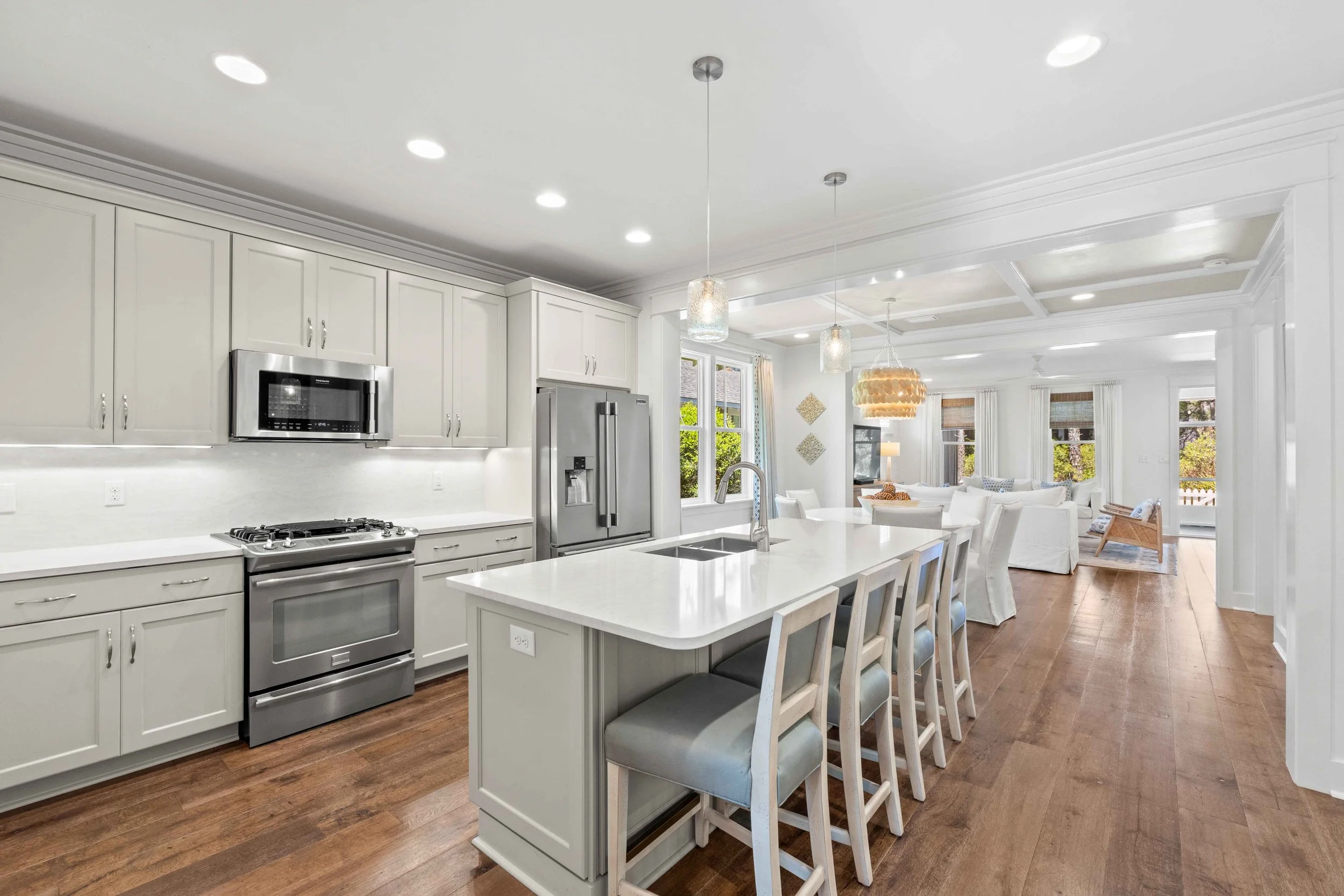 Wide angle photo of a homes interior in 30A, Florida 