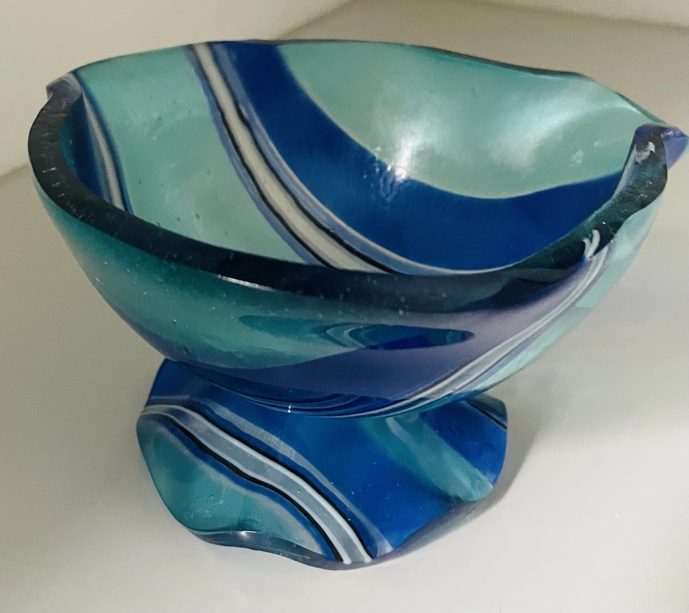 Candy Bowl Blue Stripes 7 inches. $45