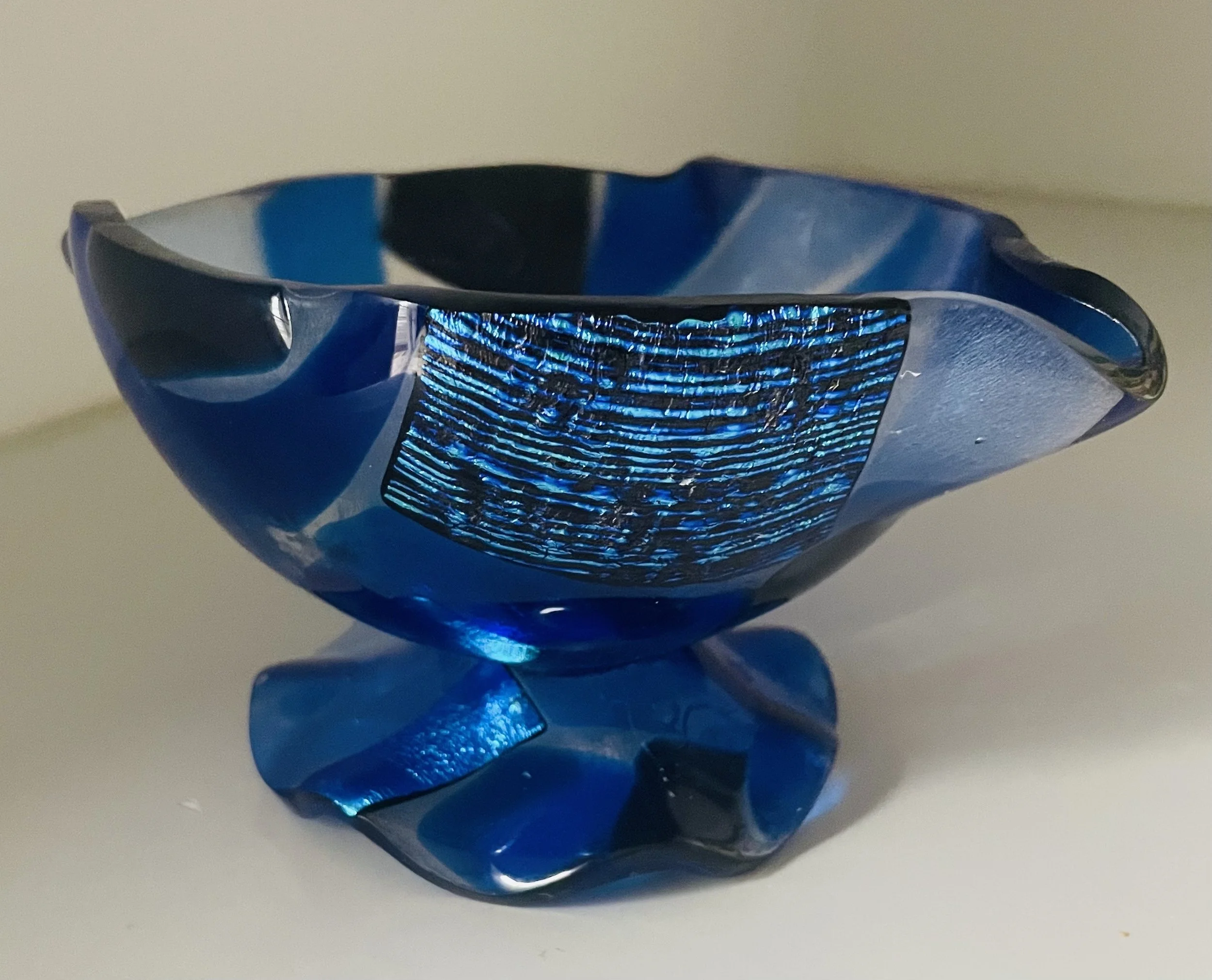 Candy Bowl Blue Dicro Square 7 inches $45