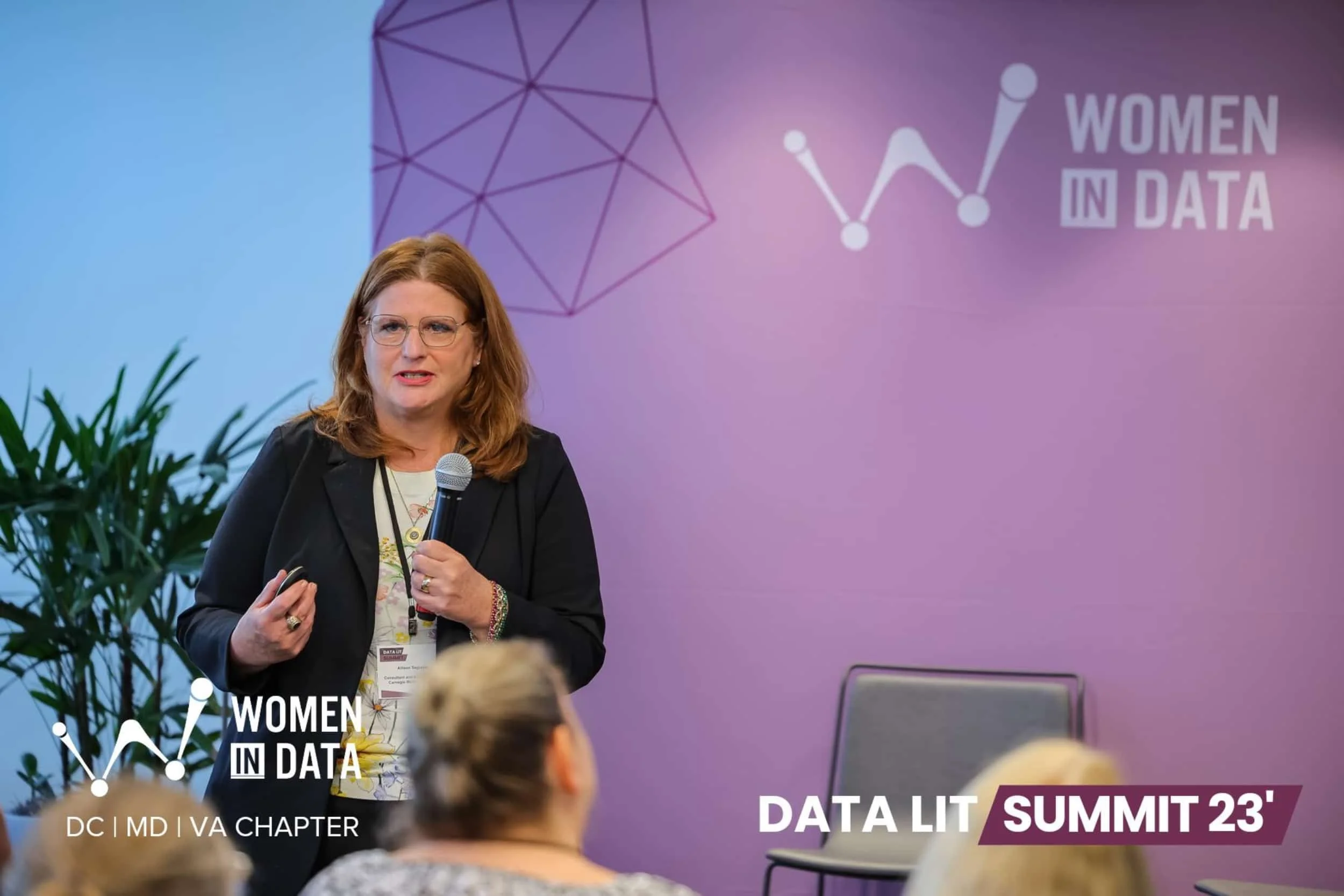 Allison Sagraves delivering a keynote address at the DataLit Summit 2023