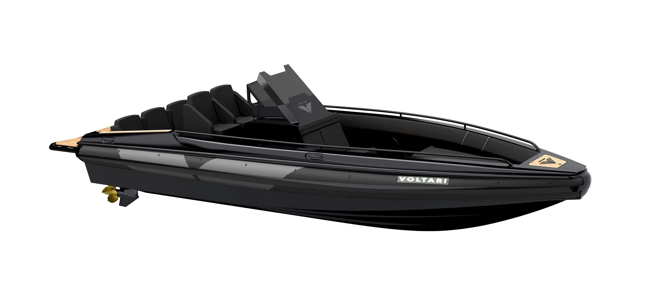 VOLTARI Product and Vessel branding - VOLTARI logo on VOLTARI TT CC RIB