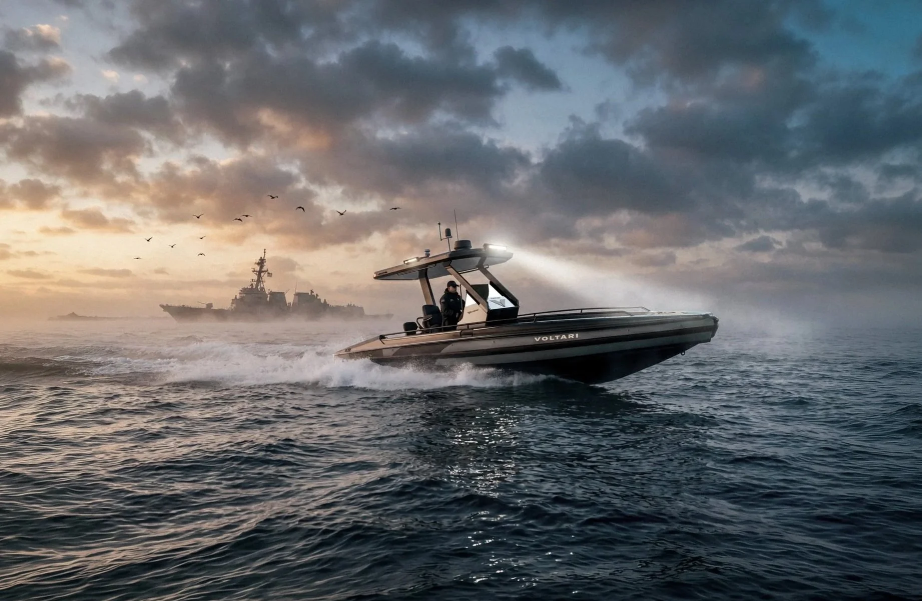 3D concept render for VOLTARI Patrol 26 CC RIB