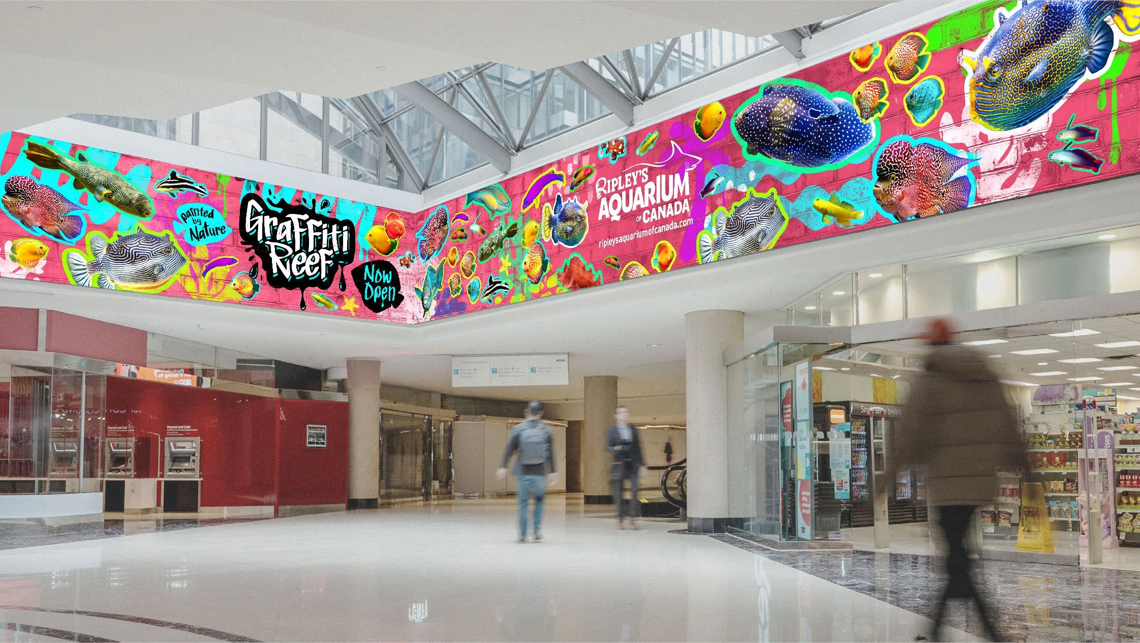 Digital Out Of Home Advertising Design for Graffiti Reef Exhibit for Ripley's Aquarium of Canada in Downtown Toronto