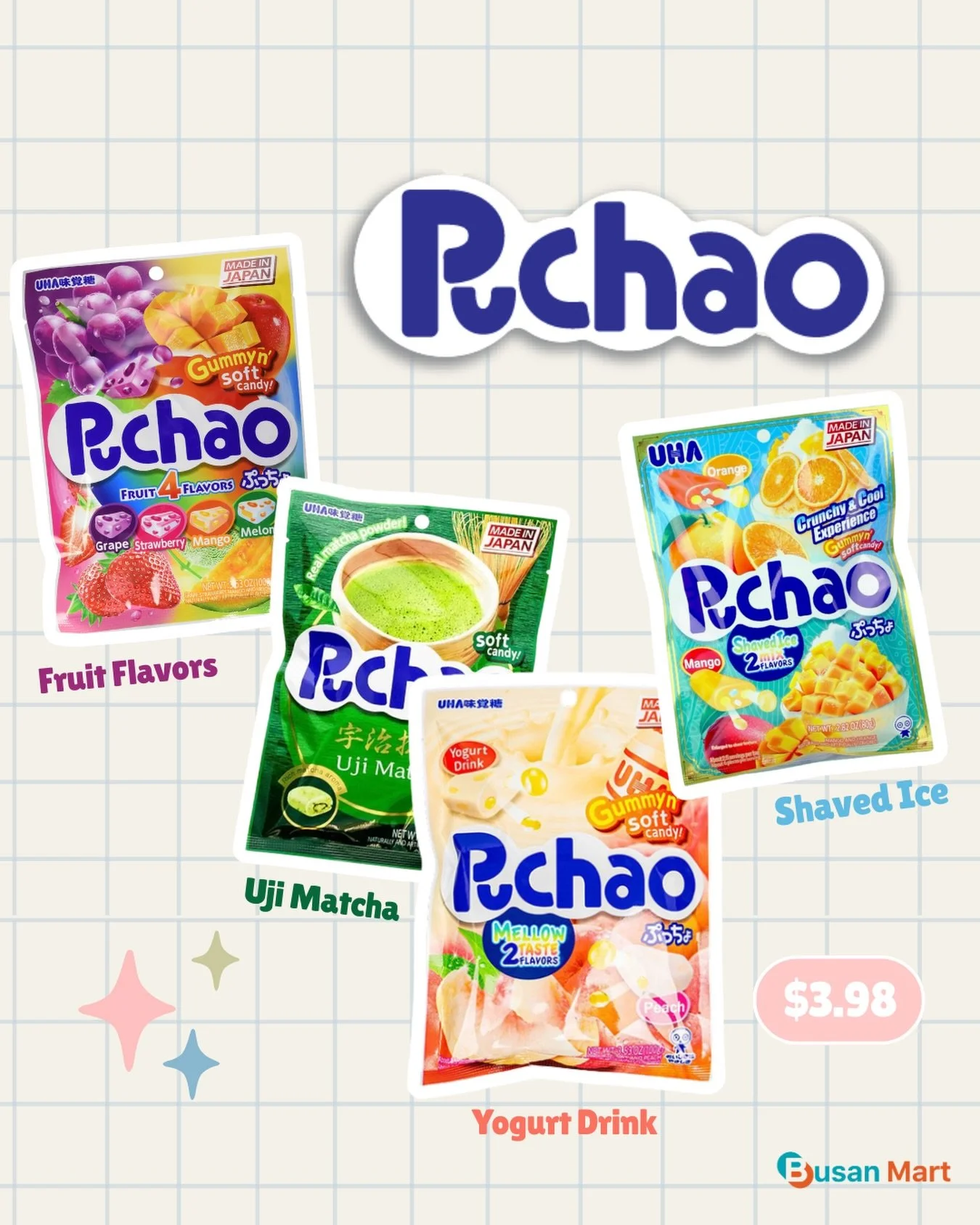 Puchao flavor selection at Busan Mart is awesome!! Only $3.98 a bag so indulge all you want! 😮&zwj;💨😋
&mdash;&mdash;
Culdesac Location:
📍2005 E Apache Blvd Suite 101, Tempe, AZ 85281
⏰Everyday 9:00am - 10:30pm

Tempe Location:
📍1310 E Broadway R