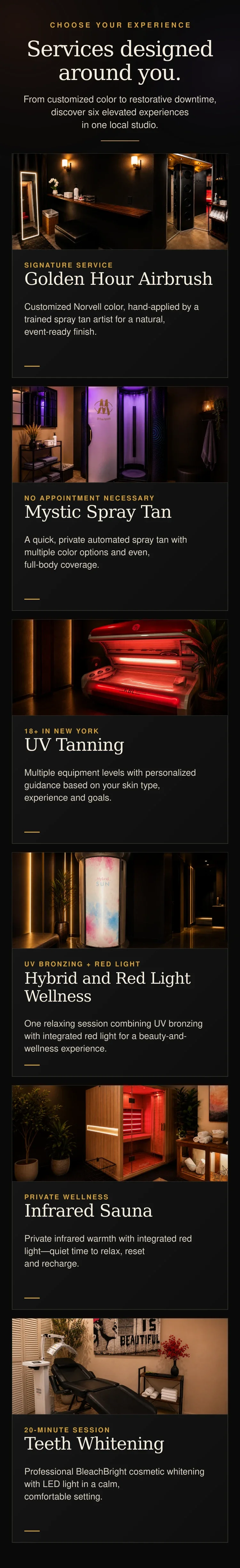 Endless Sun services include UV tanning, hybrid and red light wellness, airbrush tanning and spray tanning.