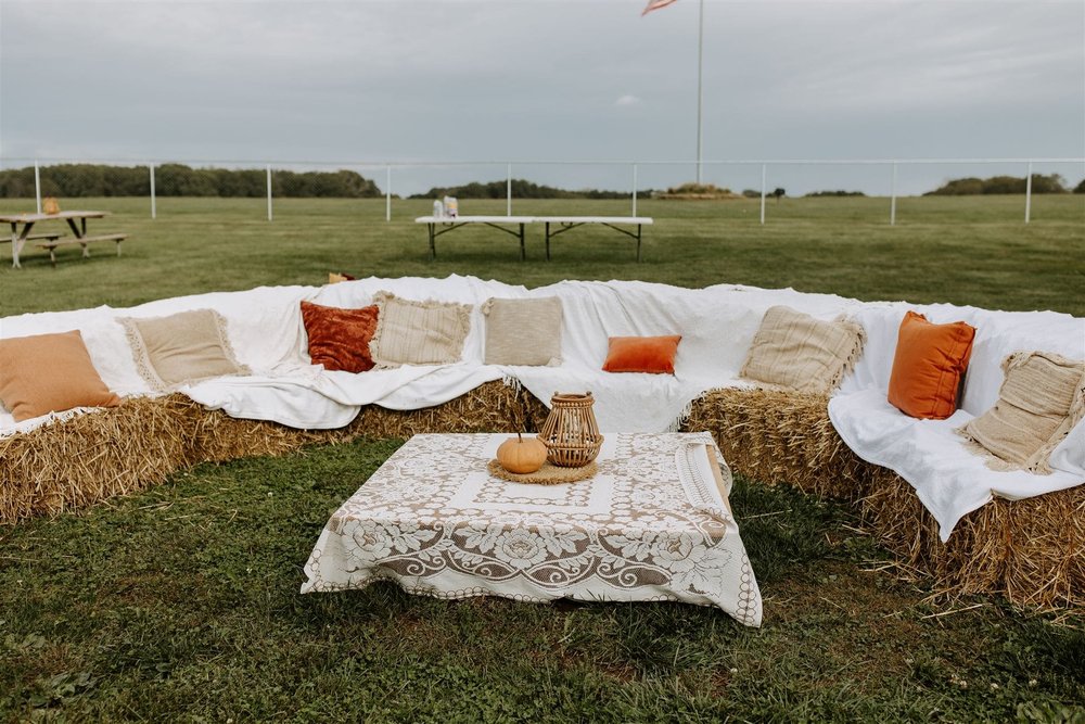  a boho sectional made from straw from a wedding recap 