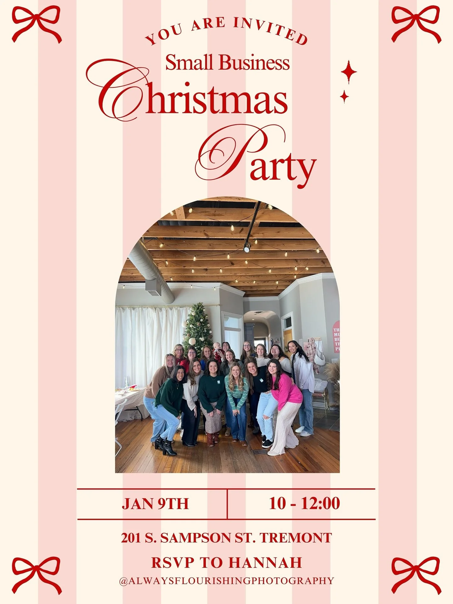 IT&rsquo;S OFFICIALLY CHRISTMAS PARTY SEASON 🎄✨

Small business owners &mdash; consider this your official invite to our annual Small Business Christmas Party at the studio 🤍
Think: coffee, light snacks, holiday vibes, time to meet new friends, and