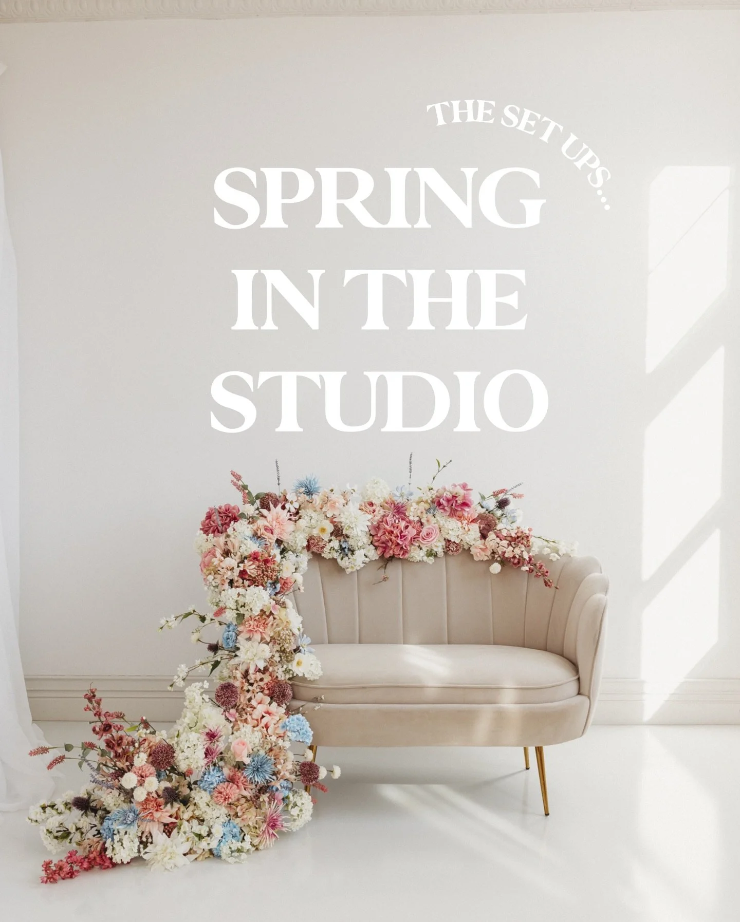 SPRING SET UPS ARE COMING 🤗🌸 and here&rsquo;s what to expect!! 

April 10th-19th
4 curated setups
2 hour minimum rental ($230)

If you are looking to host spring or motherhood minis, we got you covered!! Show up and shoot magic in the studio withou