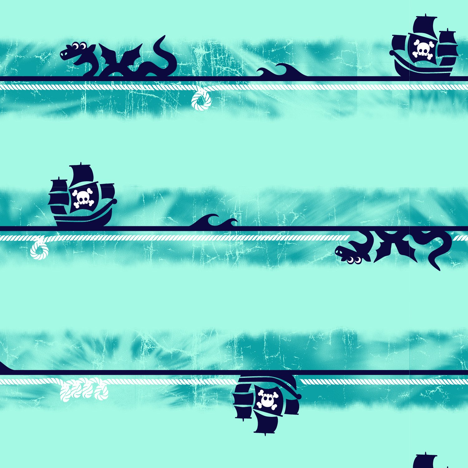 Mixing tie dye effect with ships and dragons made a fun and different stripes for a t-shirt.