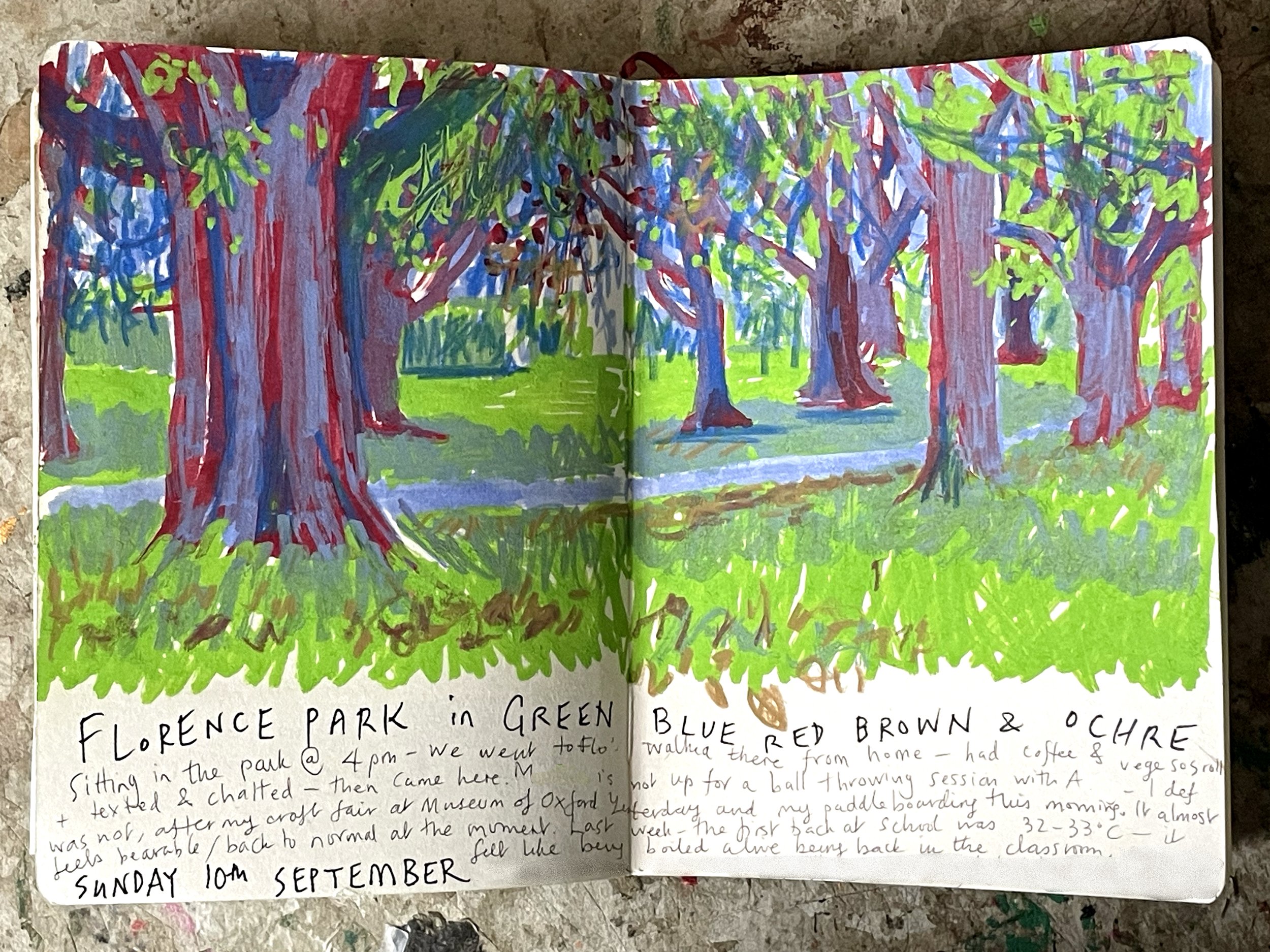 Florence Park with just 3 random brush markers and 3 random pencils.