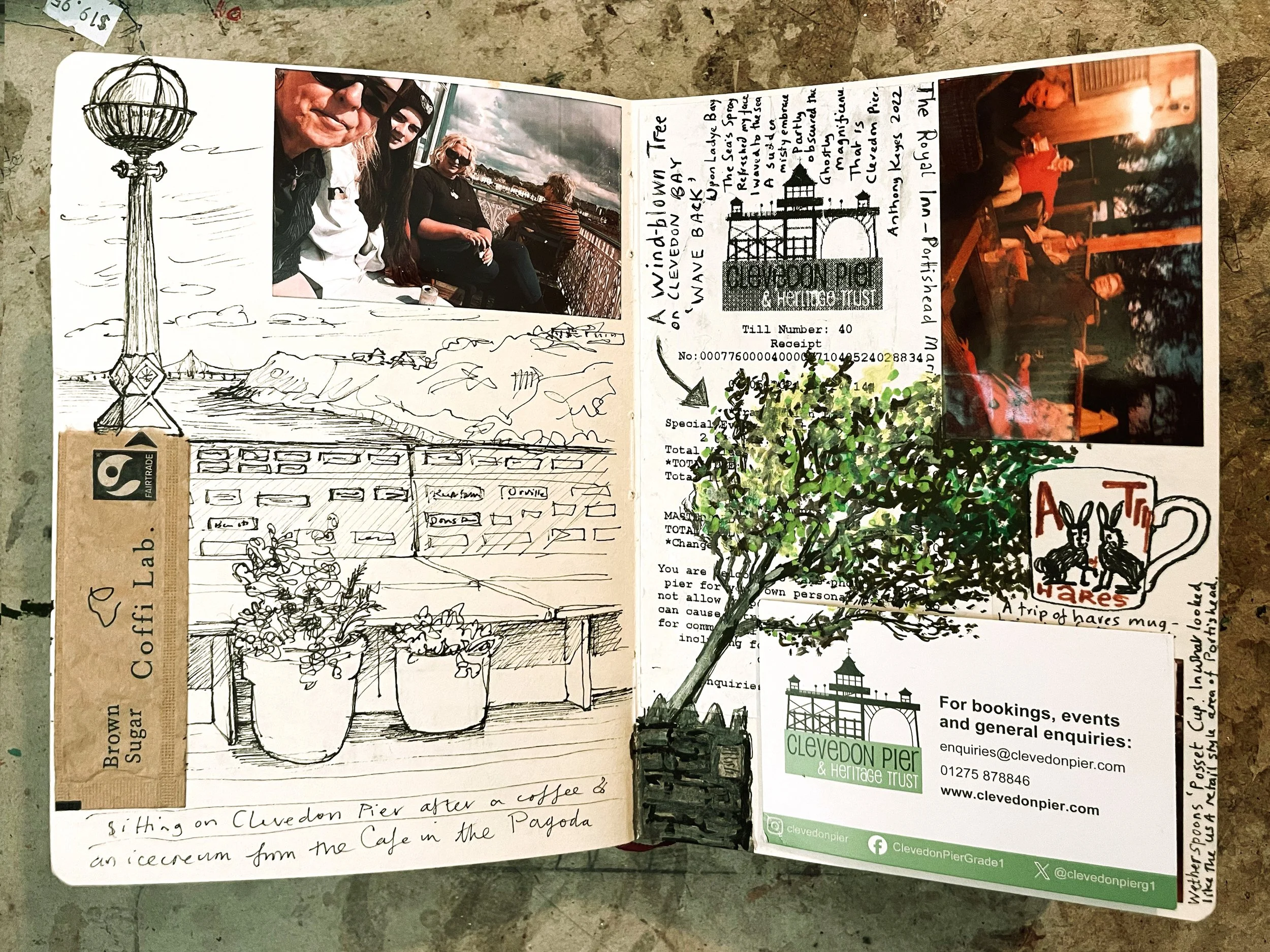 A page mainly devoted to the afternoon spent in Clevedon. 