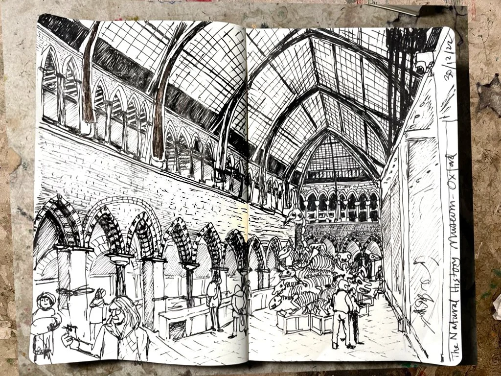 The Natural History Museum, Oxford. This was started in situ with pencil and I finished it at home using a photo for detail reference.
