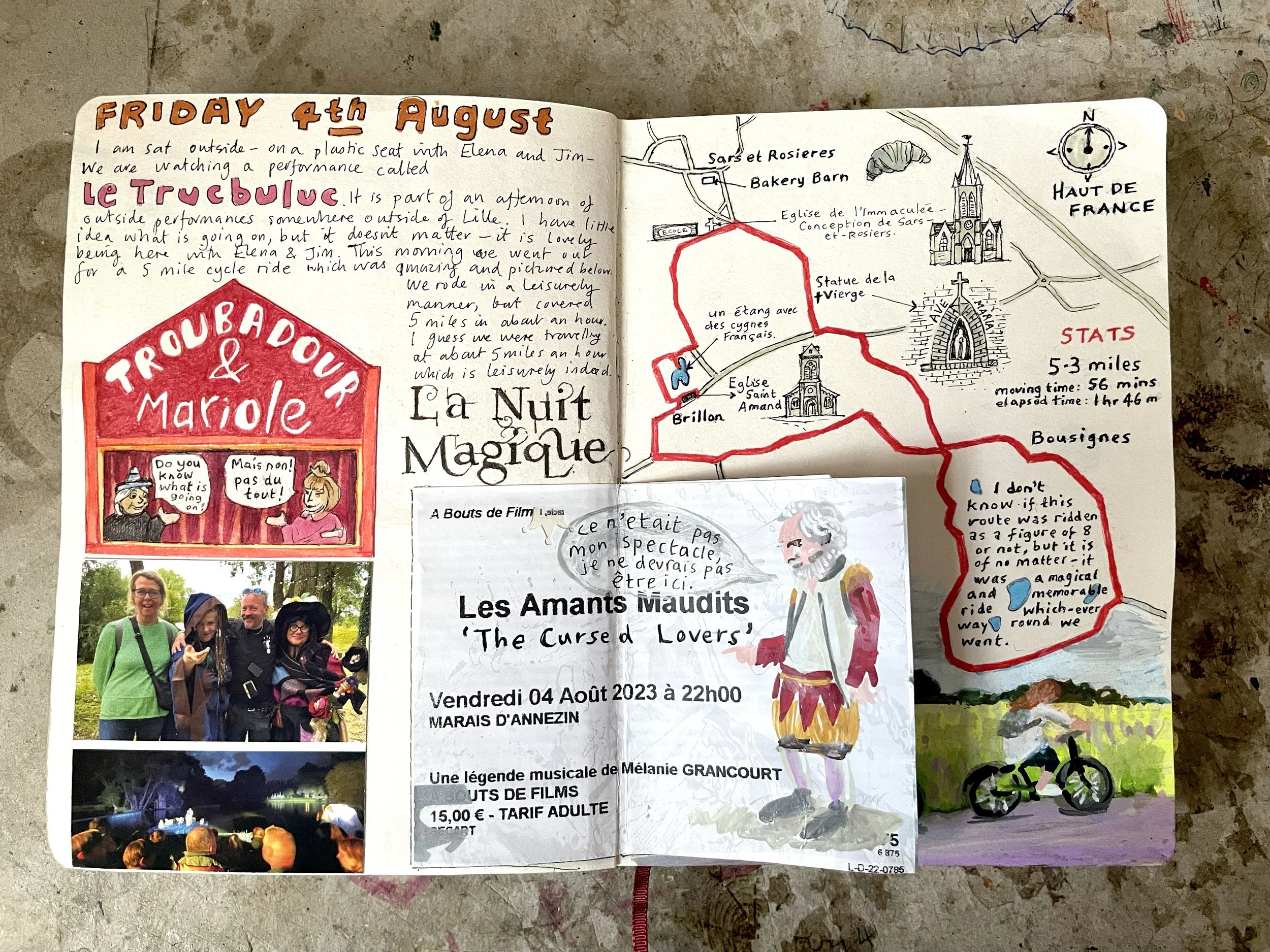 A sketchbook page from a visit to Lille in August 2023.