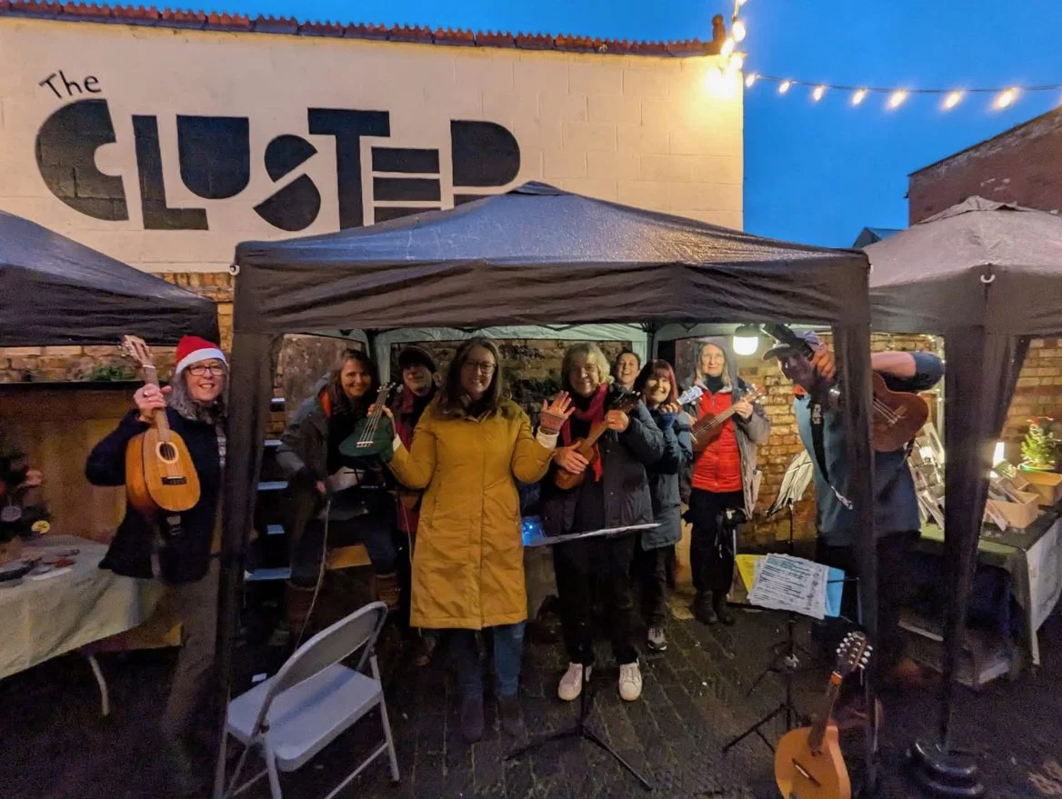 ukuleles at the cluster.jpg