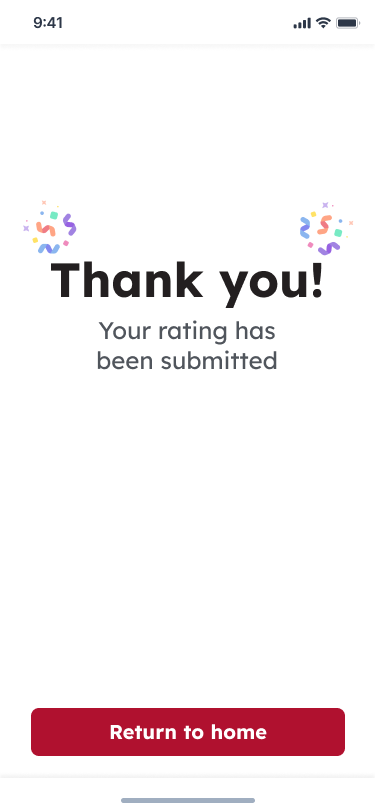 rating confirmation screen