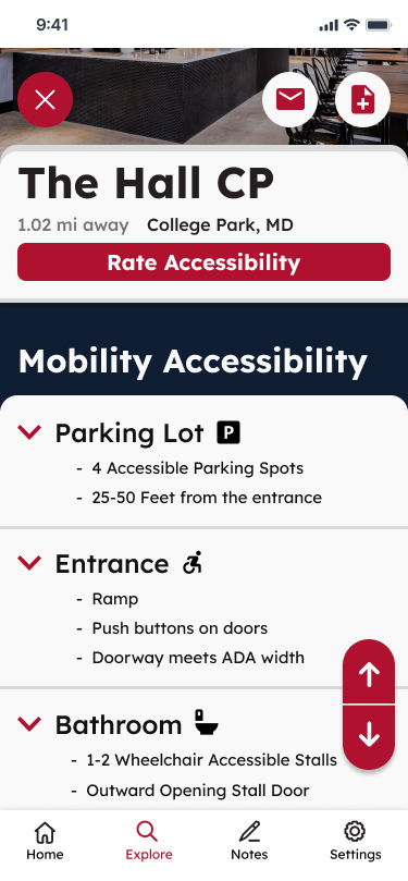 location profile page with expanded accordians
