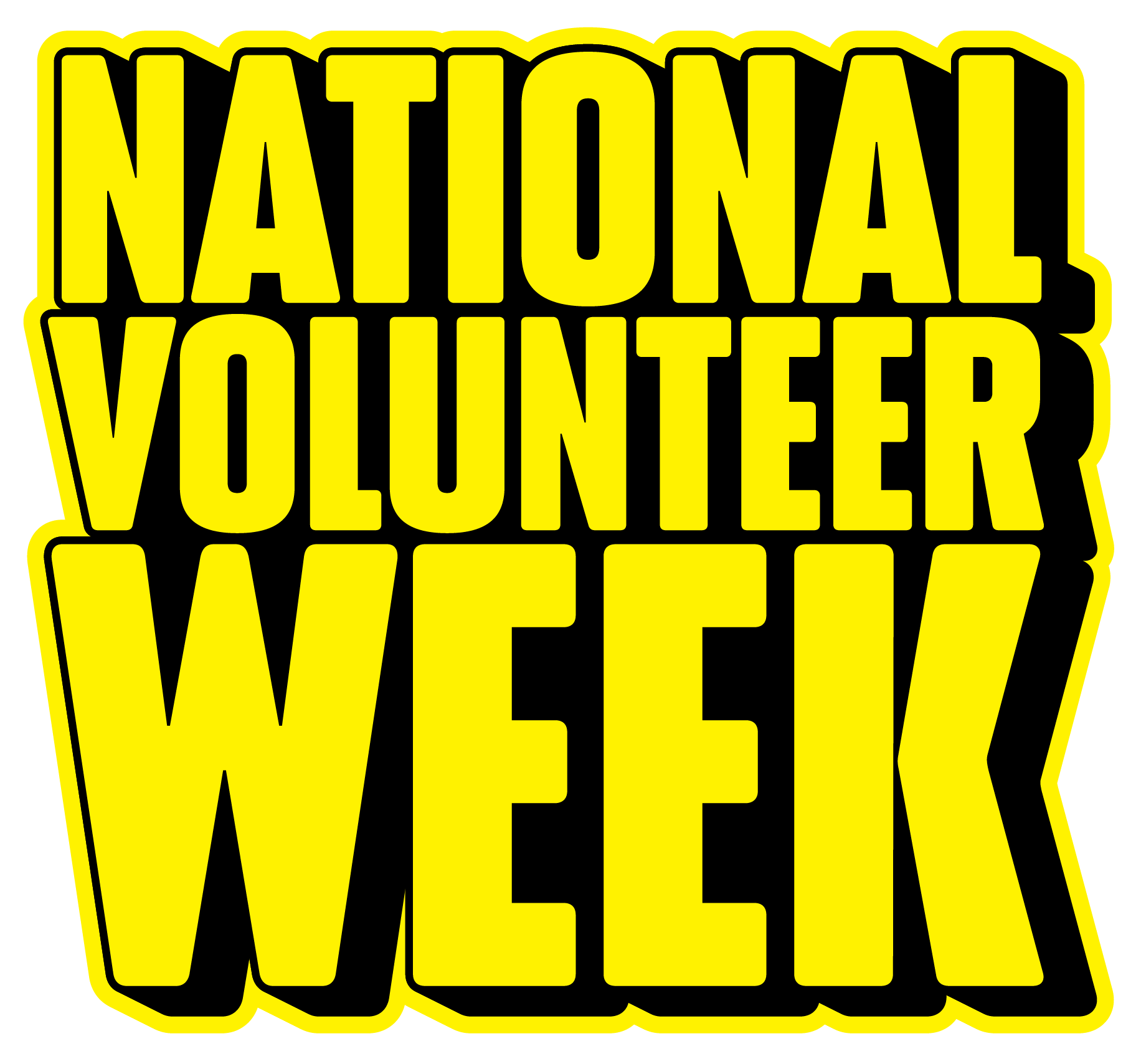 “National Volunteer Week” in bubble letters.