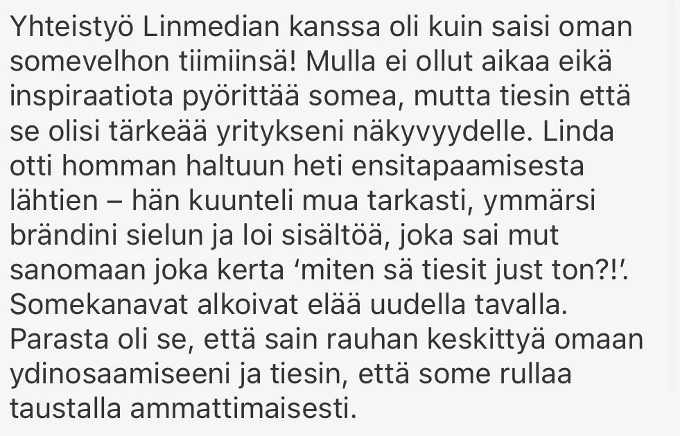 Palaute ja asiakaskokemus linmedian palveluista.