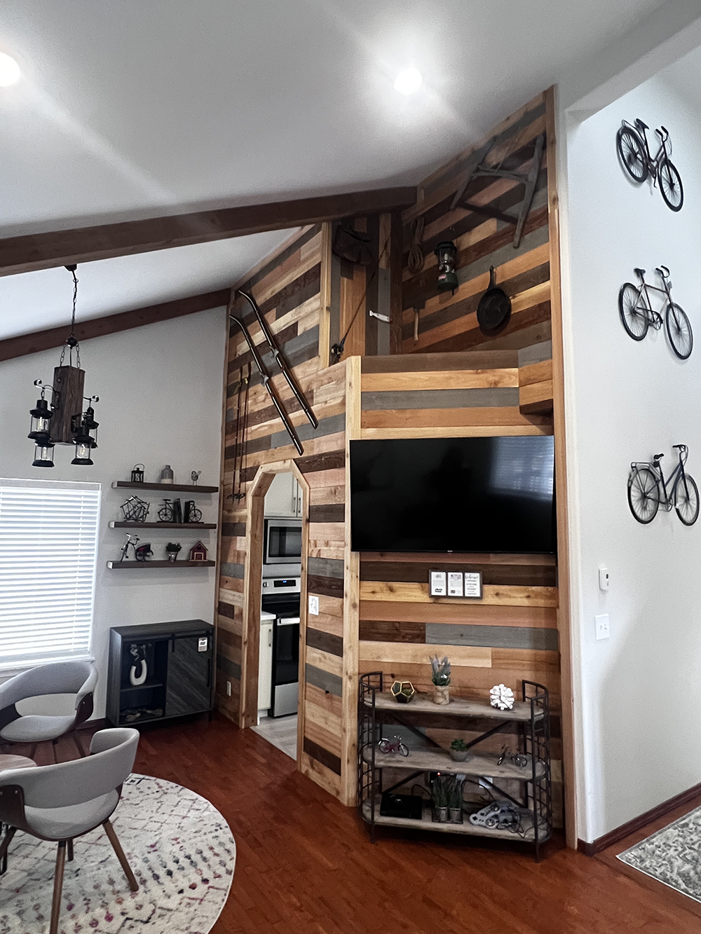 Custom Accent Wall + Faux Beams