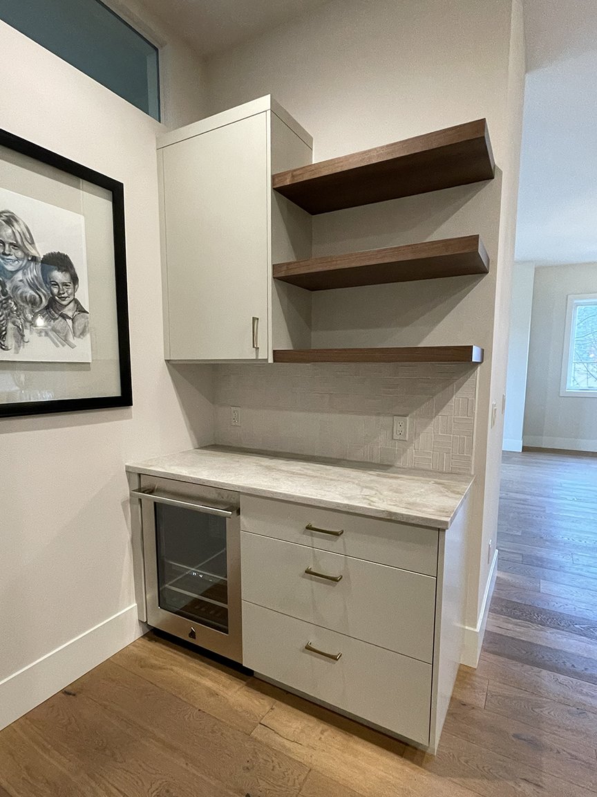 AFTER—Custom Built-In Coffee Bar with Beverage Fridge