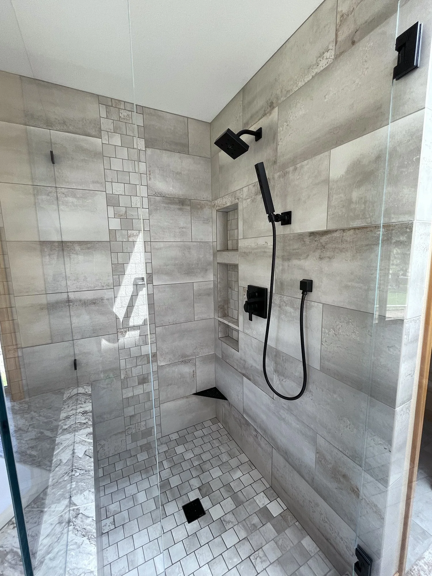Shower Tile, Hardware + Glass Install
