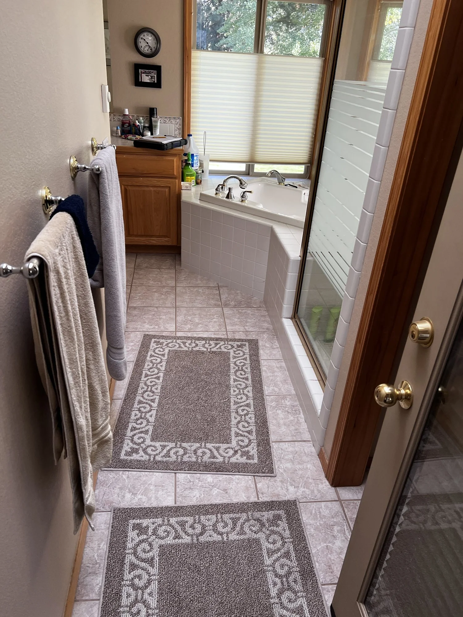 BEFORE: Primary—Tub & Shower, Hall View