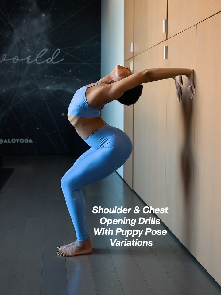 Shoulder and chest opening drills with puppy pose variations. We all know them well, so it&rsquo;s not rocket science but sometimes classic puppy pose variations can do wonders at the beginning of any back-bending practice to really open up the body.