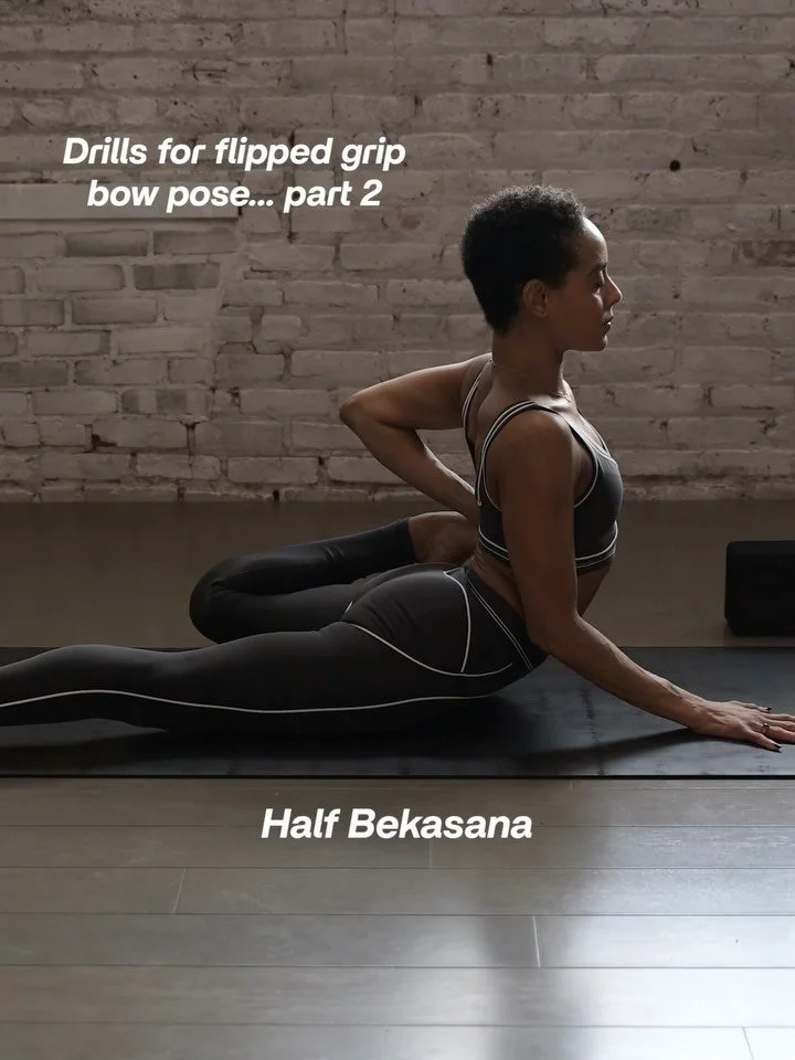 Part 2 flipped grip bow pose drills! If you missed part 1, scroll back a few posts for the warm up and caption. Be mindful and enjoy the process. Like anything else, learning something new or advancing takes time, consistency, patience, and practice.