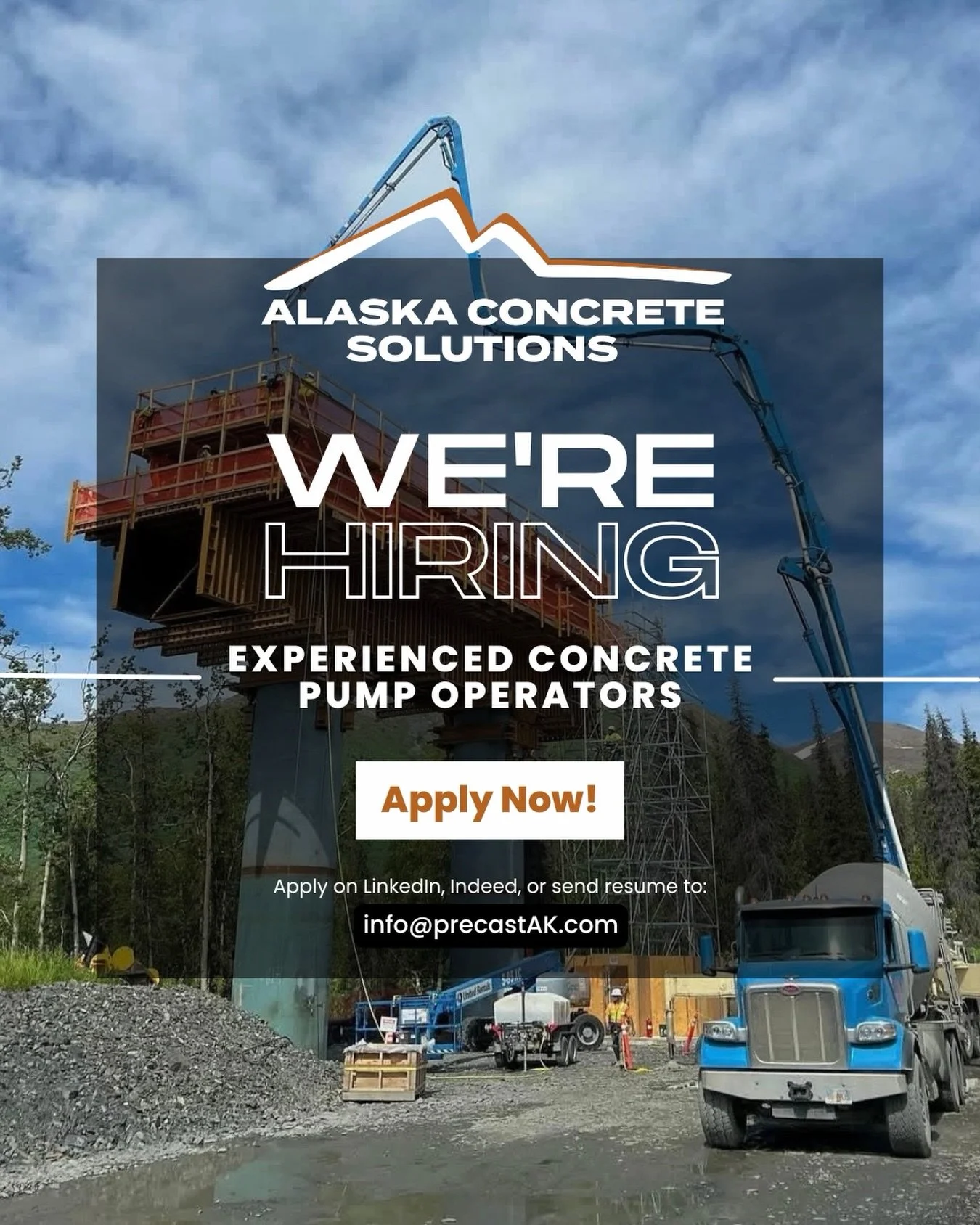 🚨Now Hiring! 🚨 

Alaska Concrete Solutions is growing and we&rsquo;re looking for an experienced pump operator to join the crew. 🏗️ 

If you&rsquo;ve spent time behind the controls of a boom pump and know what it takes to keep pours moving safely 