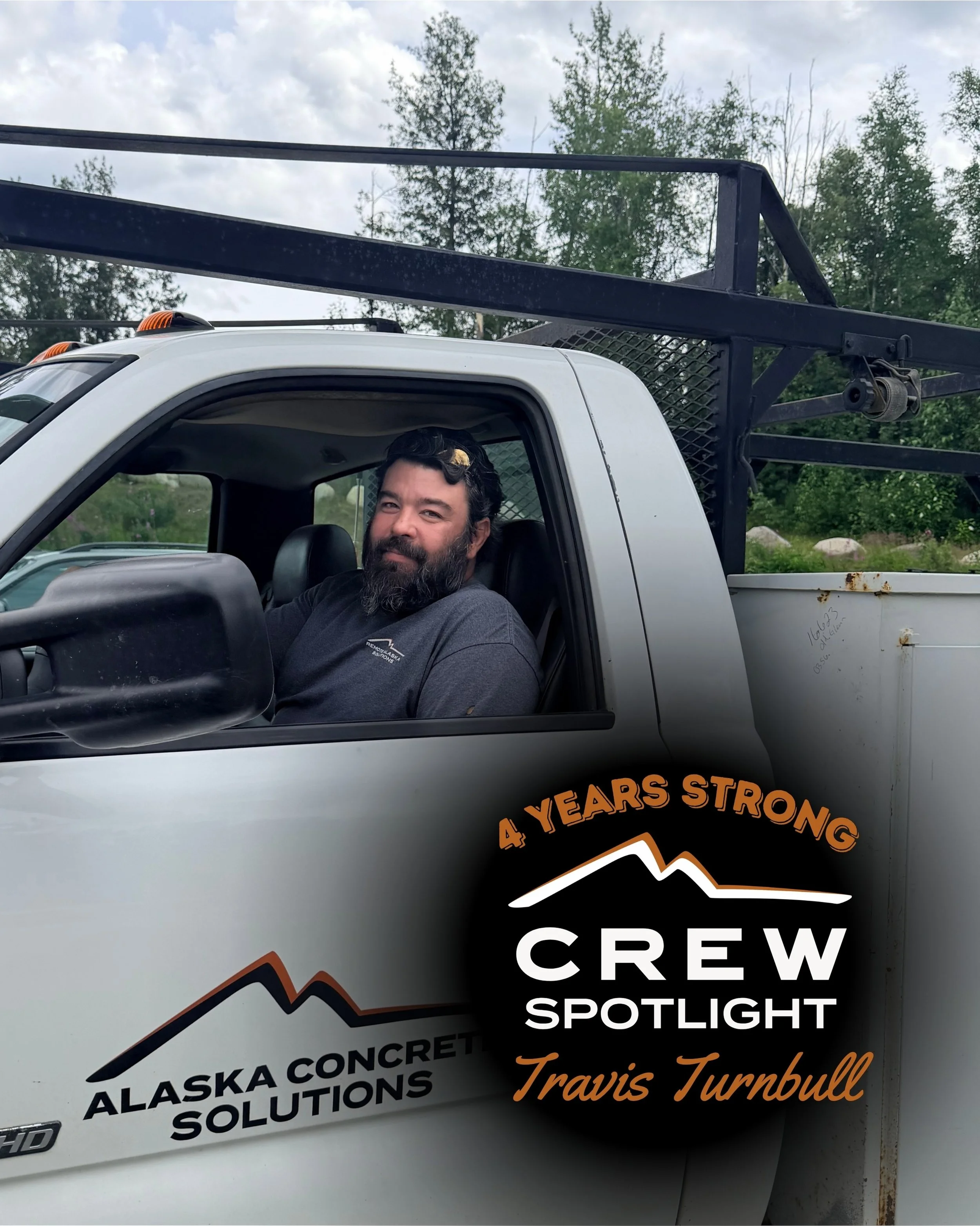 🎉 Crew Spotlight: Travis Turnbull

We&rsquo;re celebrating a birthday today &mdash; and nearly four years of Travis Turnbull keeping the many moving parts of Alaska Concrete Solutions moving.

As our Concrete Operations Manager, Travis has a gift fo