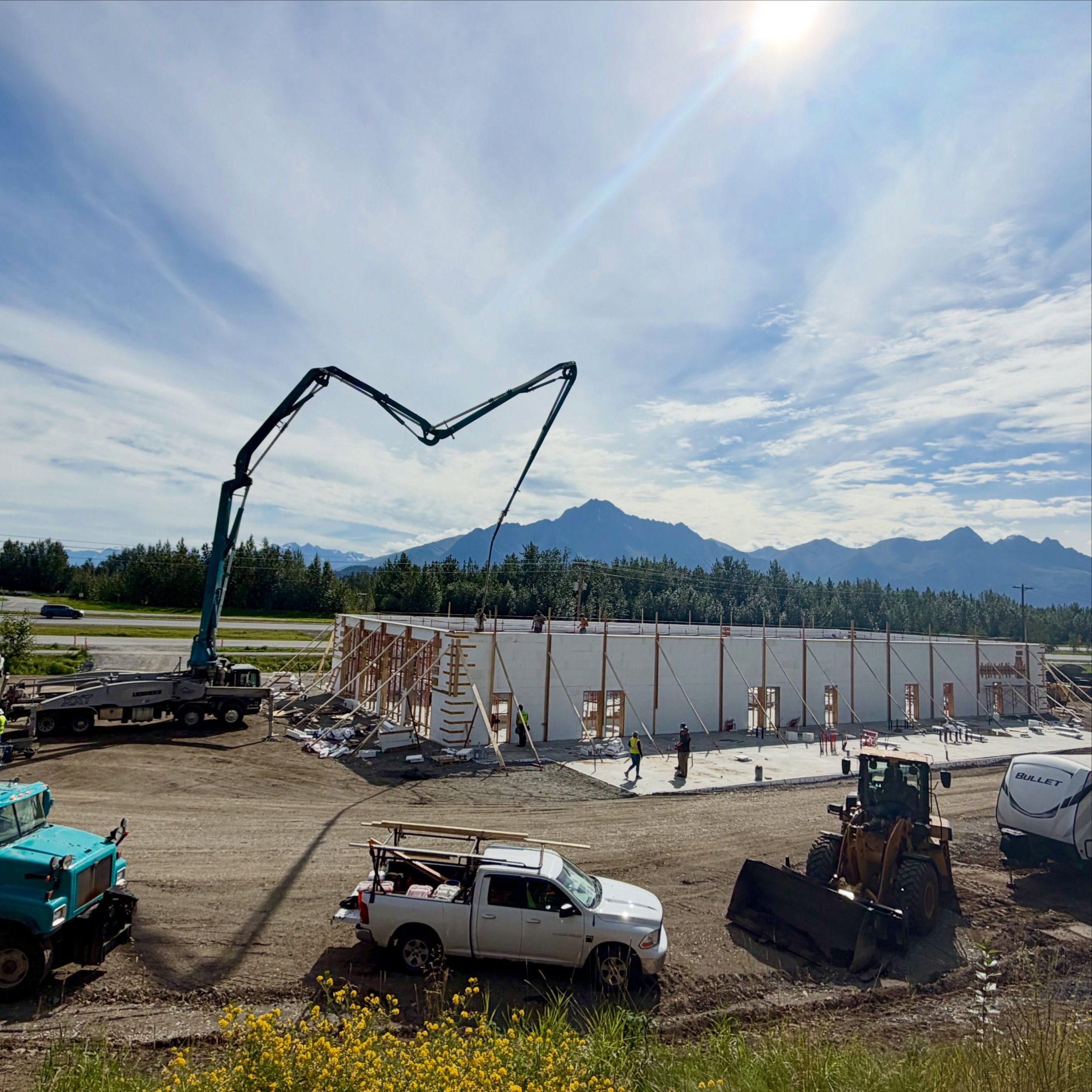 Another milestone at the Palmer DNR project: 16 feet of @stronghold.icf wall, poured and complete.

With the wall pour topped out, the concrete scope is ready to turn over to the carpenter crew as they work toward getting the building dried in before