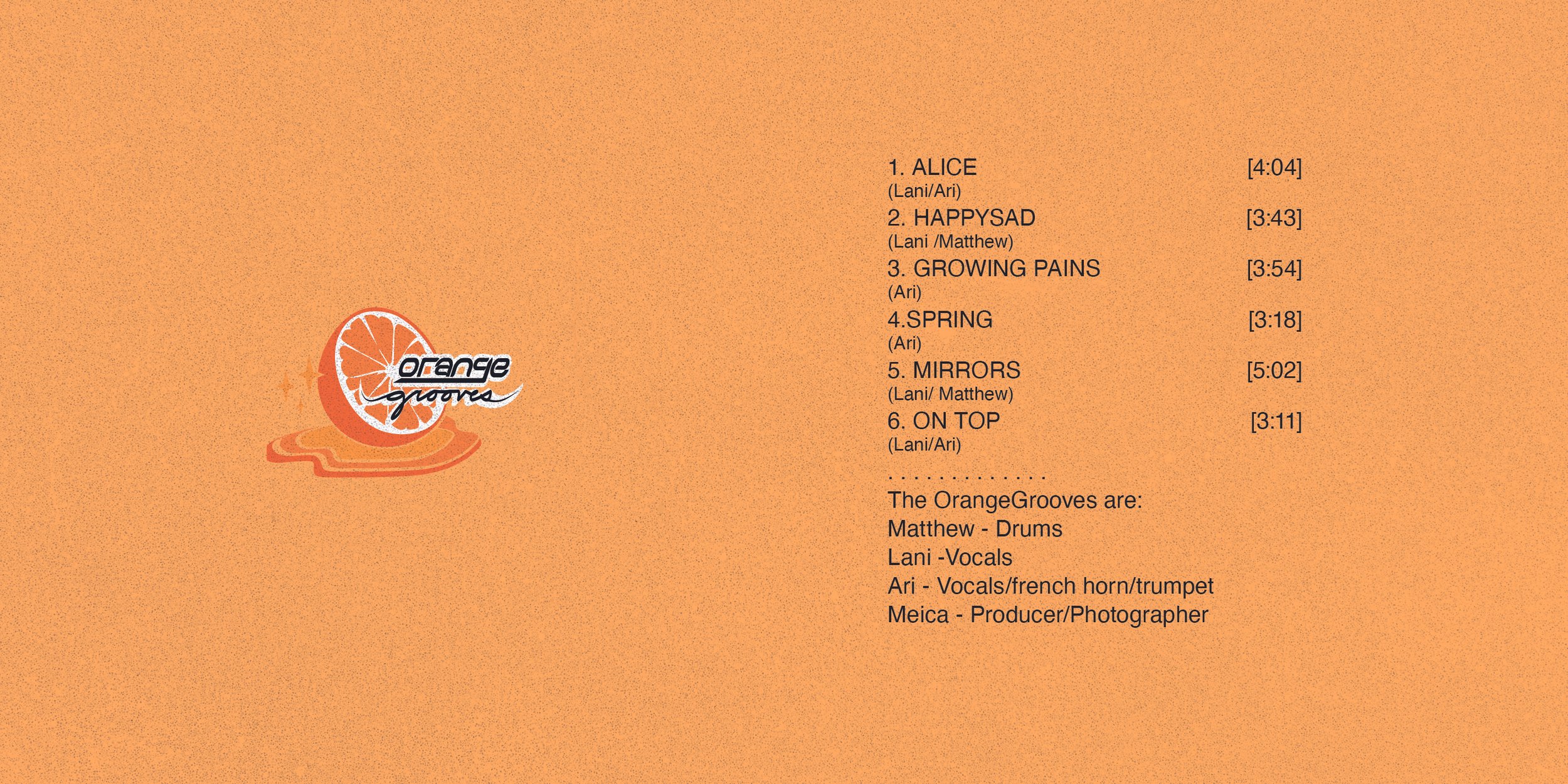 Album Art Booklet - Song List