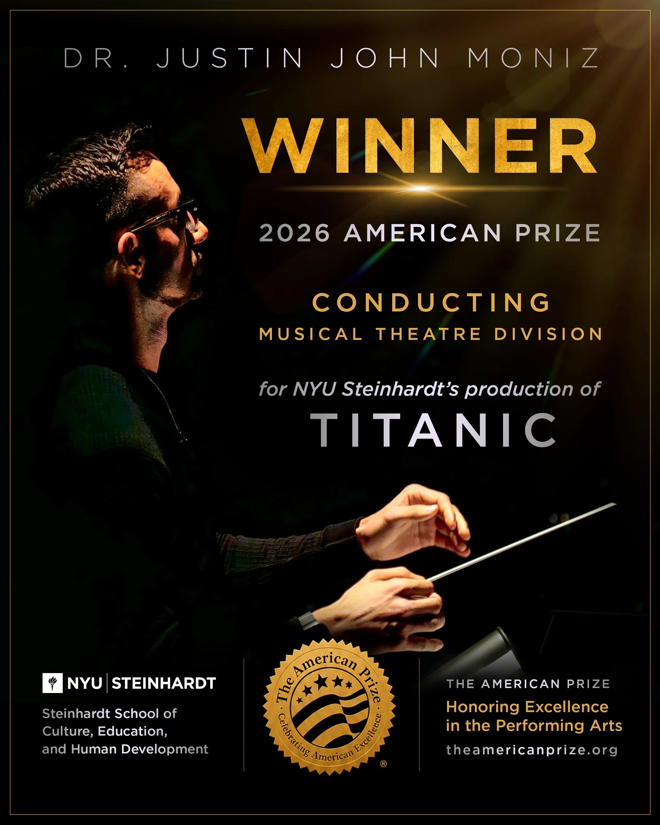 Justin wins 2026 American Prize in Conducting