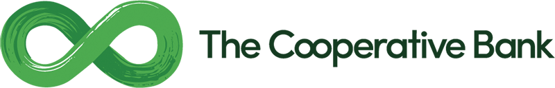 Logo of The Cooperative Bank featuring an infinity symbol and green and black text.
