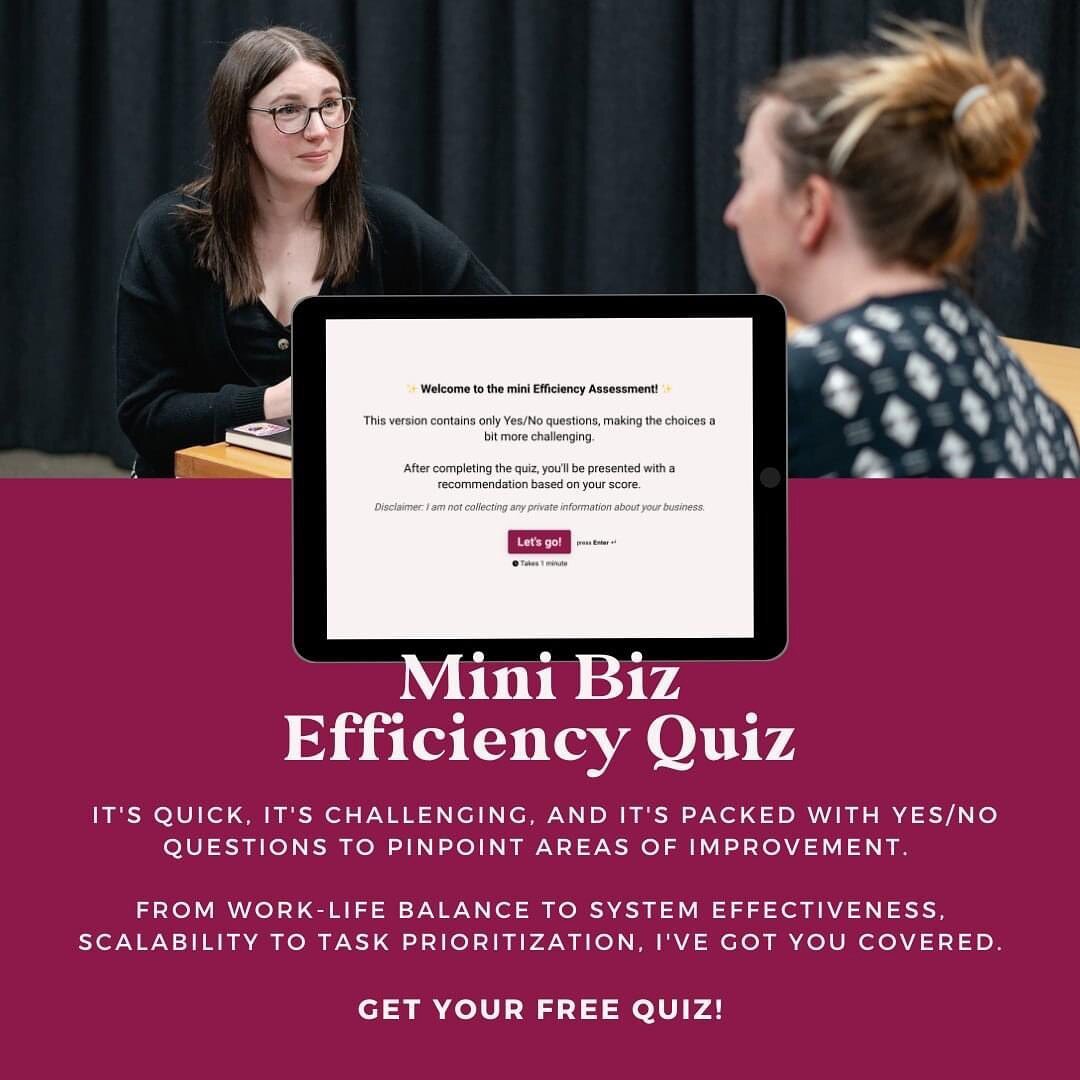 Kia ora, I've just finished my very first FREEBIE! ✨ [link in bio]

This is a mini version of my Efficiency Assessment, designed to get you thinking about areas of your biz that might need a little TLC. 

It's super quick to complete (~1 min) and you