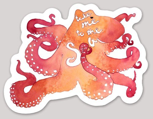 Take Me to the Sea Octopus Sticker
