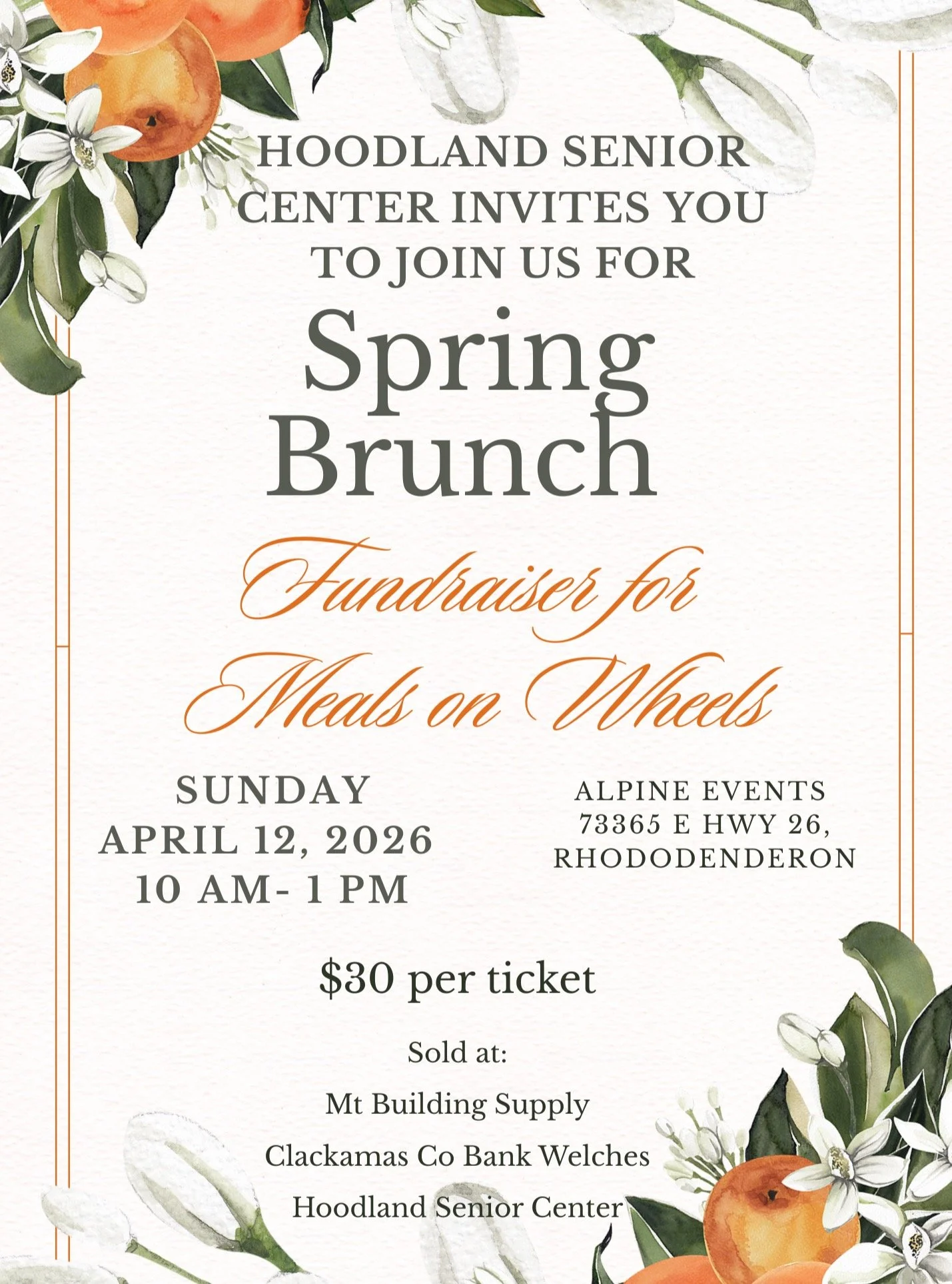 Join us Sunday in supporting our local Meals on Wheels Program with a tasty brunch!