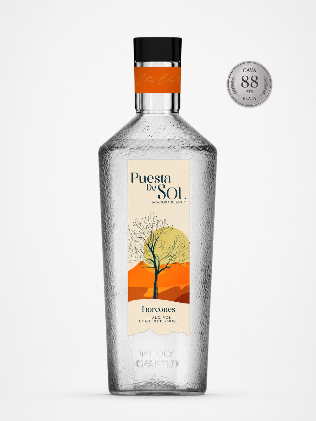 Botella de Bacanora Puesta de Sol de Sonora con medalla Plata 88 puntos CAVA