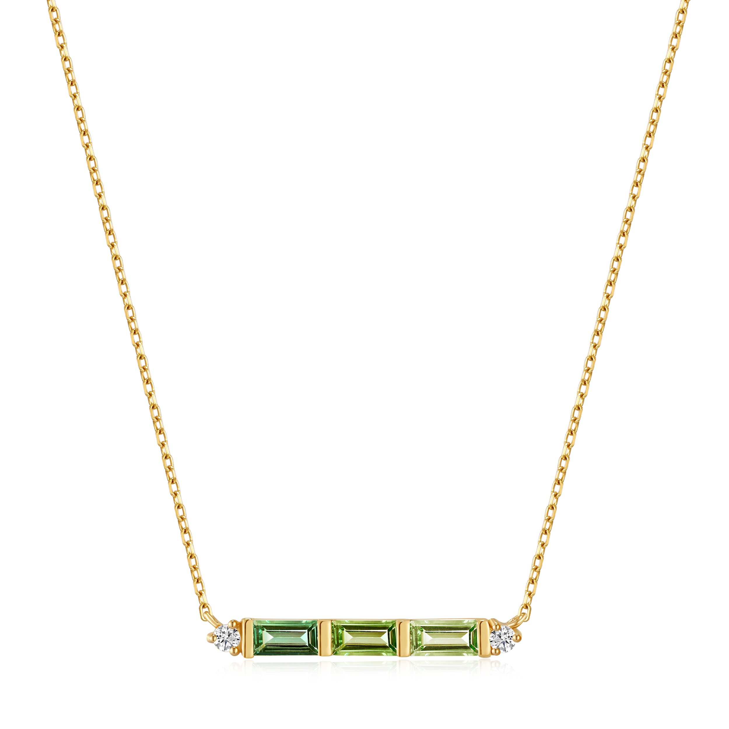 14ct Yellow Gold Tourmaline & White Sapphire Bar Necklace
$539.00