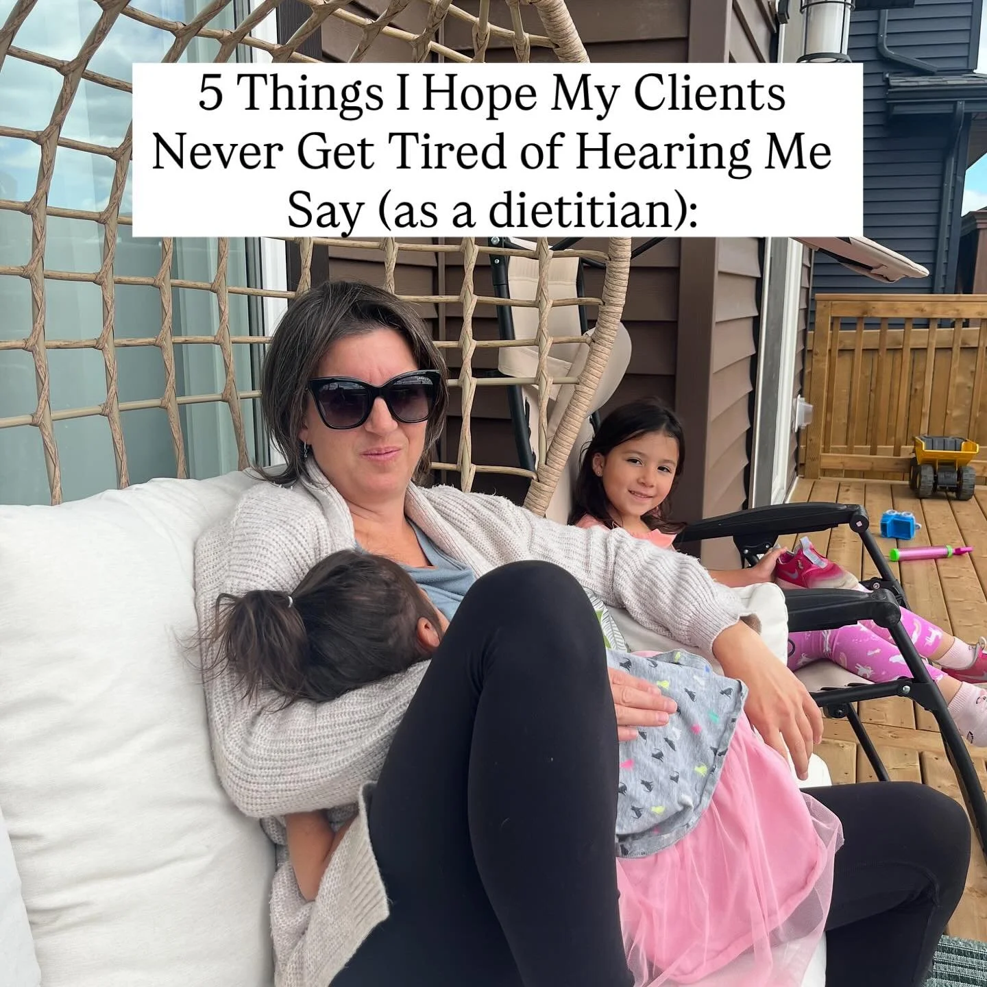 ✨ 5 things I hope my clients never get tired of hearing me say (as a dietitian):

	1.	Your body is not the problem.
	2.	Food is more than fuel.
	3.	You are the expert on your own body.
	4.	Health is about habits, not numbers.
	5.	All foods can fit.

