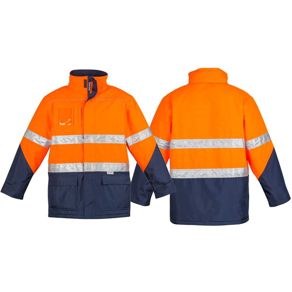 ZJ350_Orange_Navy_Front_Back_Syzmik_SunSafe_Australia.png